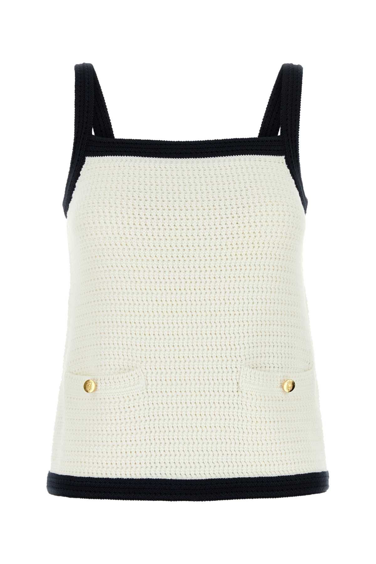 Gucci White Stretch Crochet Tank Top Size S / US 4 / IT 40 - 1 Thumbnail