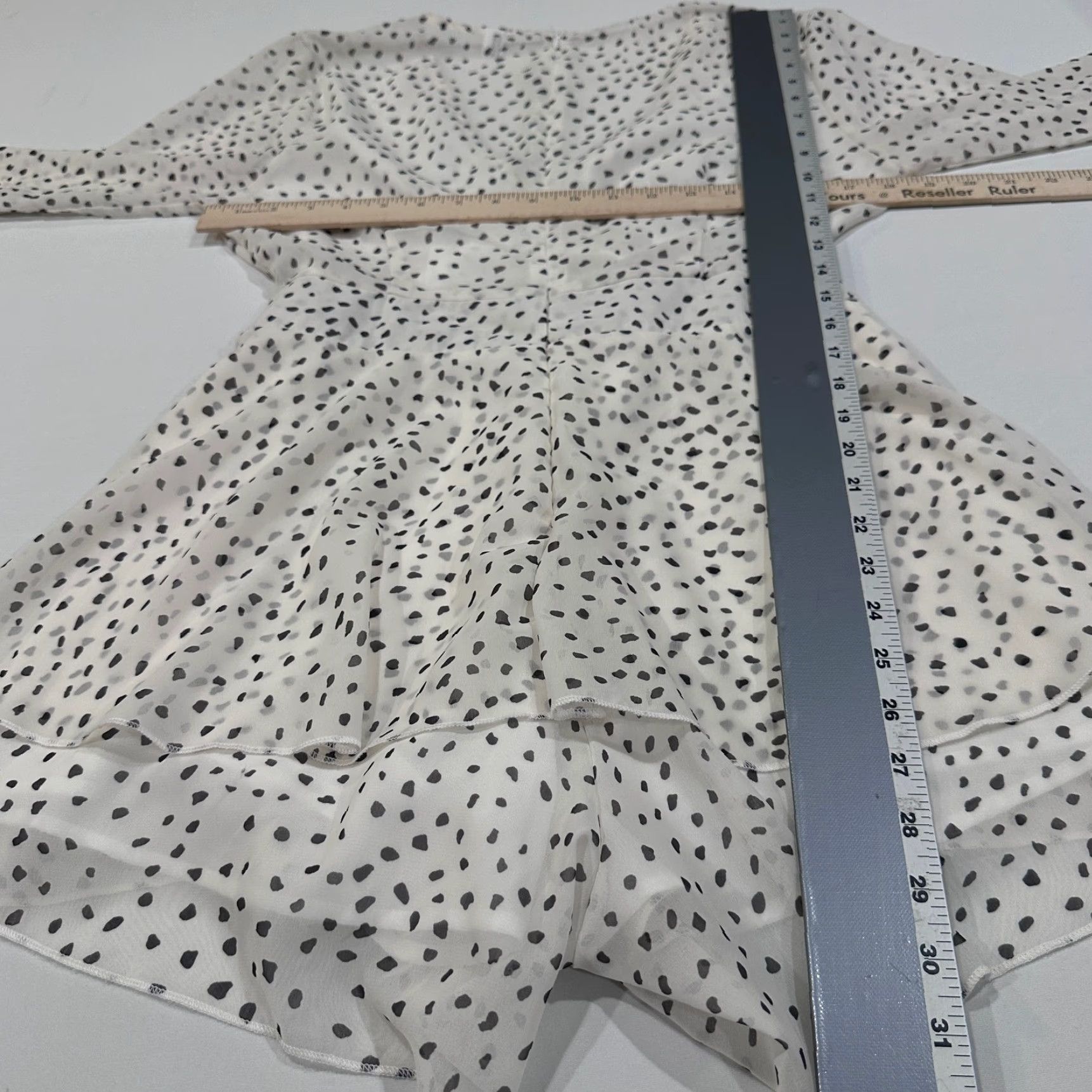 Vintage Fashion Romper Womens M White Polka Dots Chiffon Long Sleeve Coquette Size M / US 6-8 / IT 42-44 - 6 Thumbnail