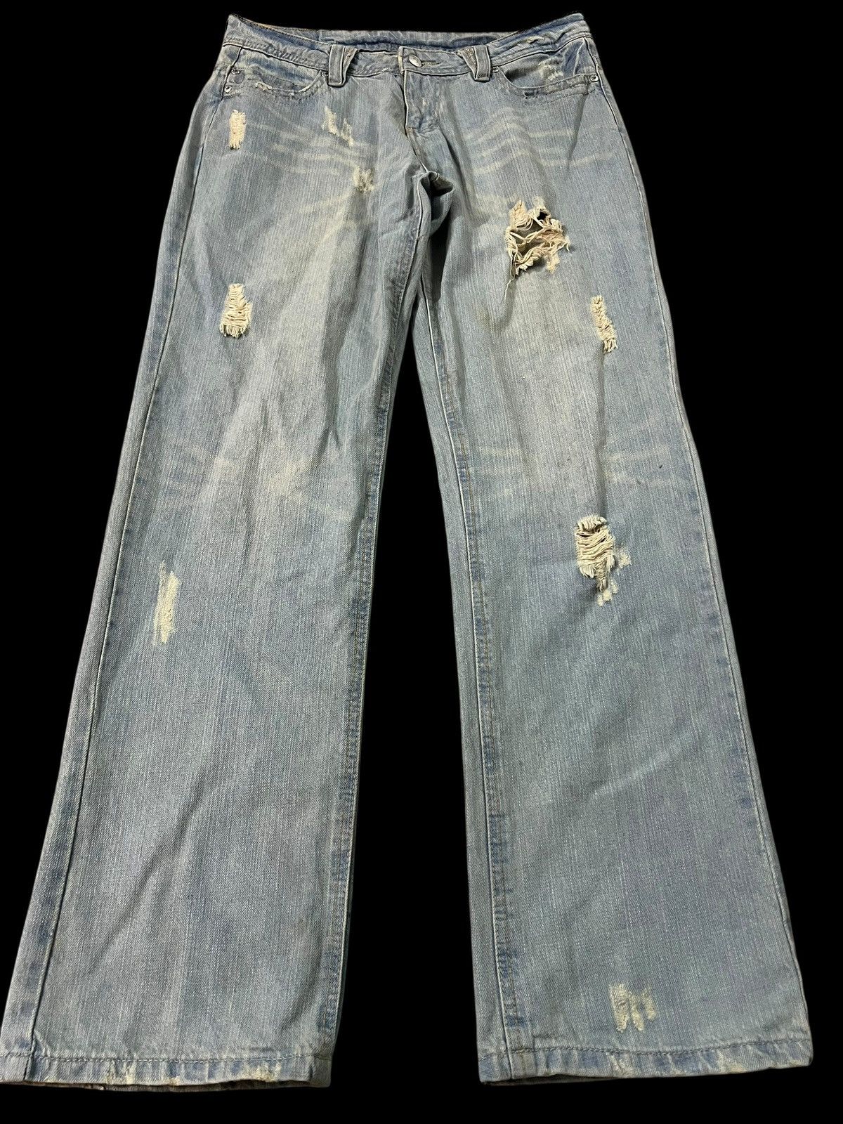 Japanese Brand 💥Flare💥Marna Clef De Sol Faded Distress Jean Size US 32 / EU 48 - 1 Thumbnail