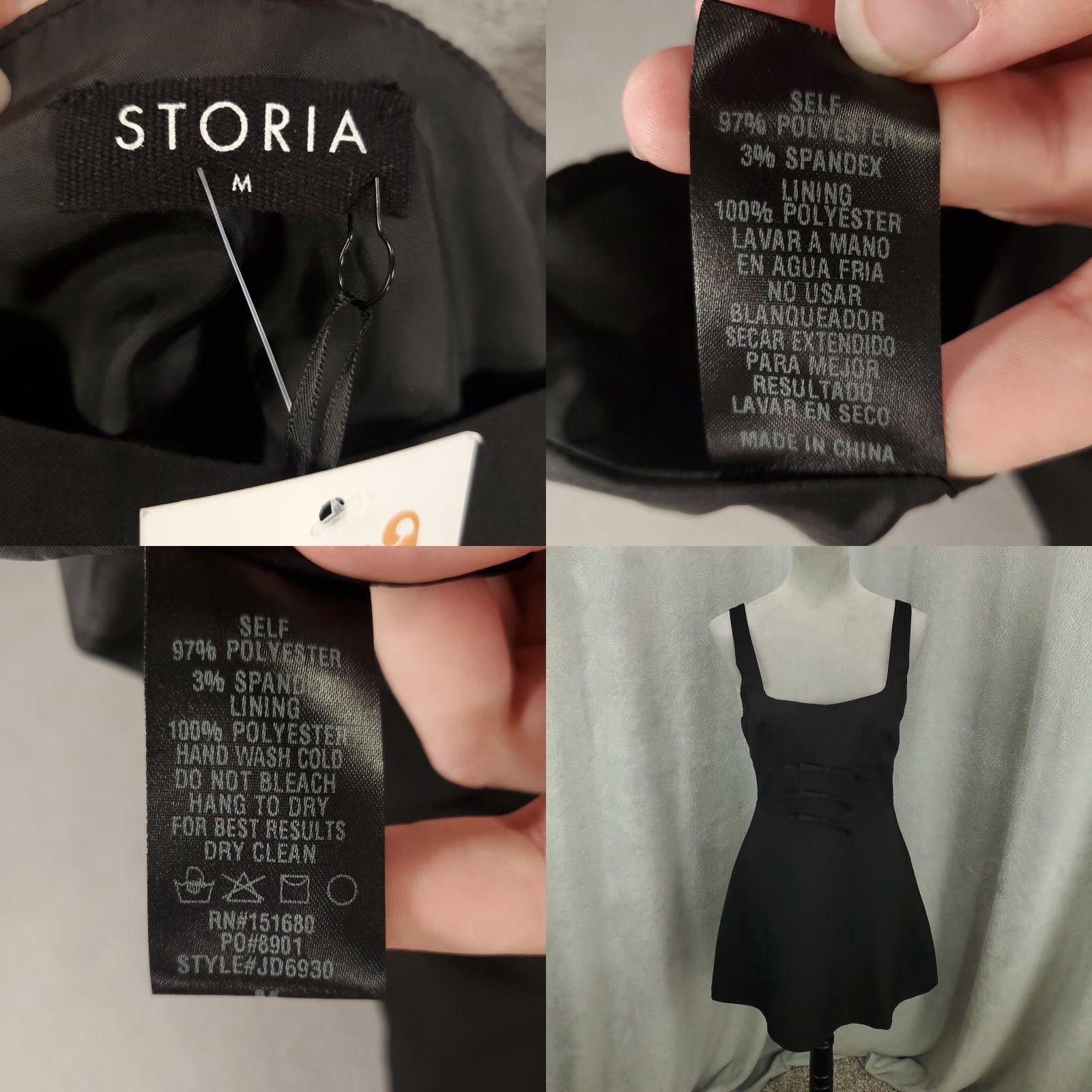 Vintage Storia Dress Womens Medium Black Mini Stretch Lined Bows Size M / US 6-8 / IT 42-44 - 8 Thumbnail