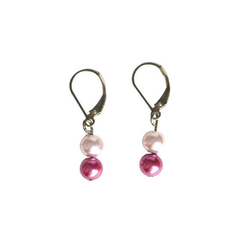 The Unbranded Brand Pink Faux Pearl Dangle Earrings Sterling Silver 925 Lever Size ONE SIZE - 2 Thumbnail