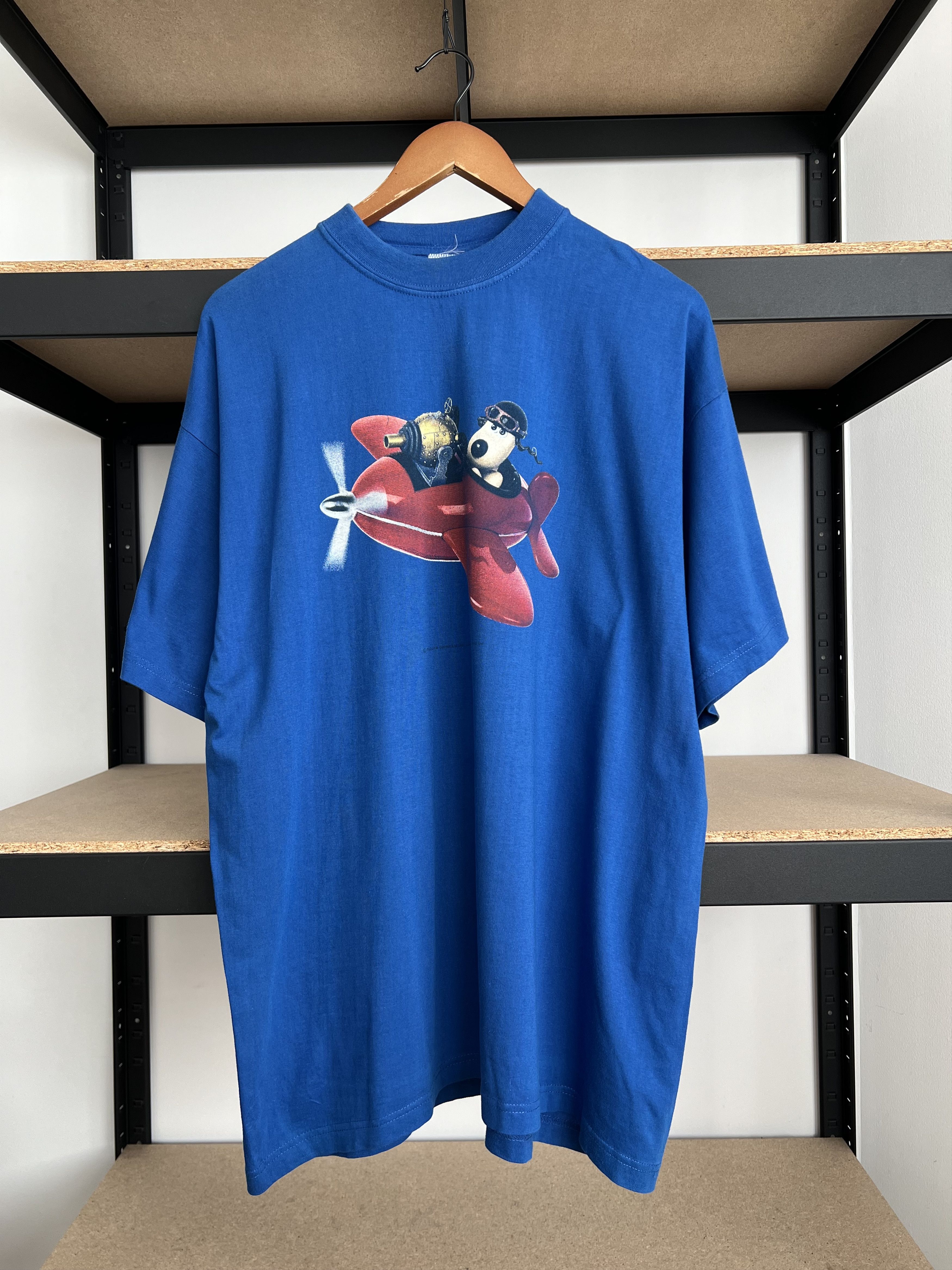 Vintage 1989 Wallace and Gromit Cartoon Blue T-shirt
