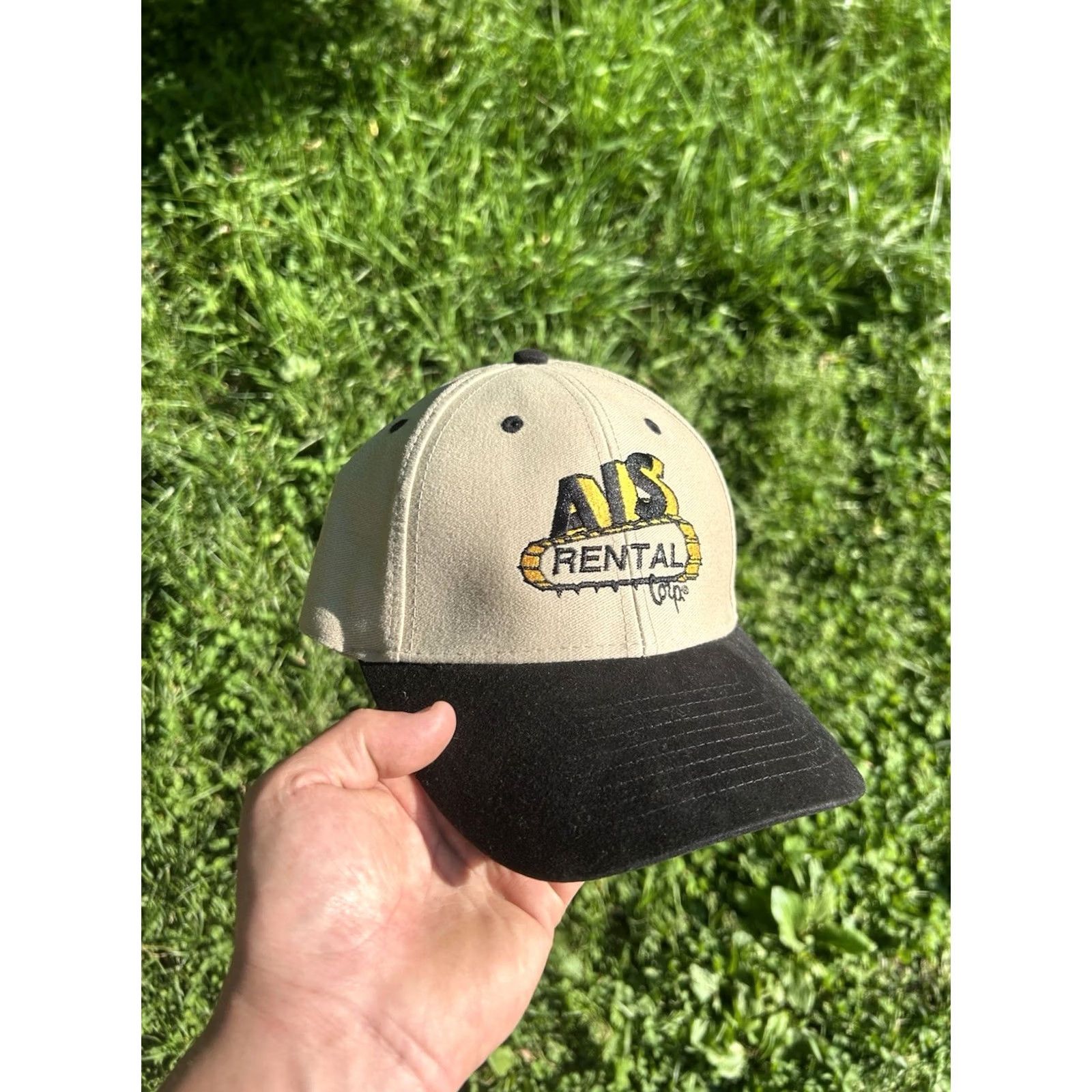 Vintage VINTAGE Unbranded Beige Baseball Cap Hat Strapback AIS construction rental Michigan tractor farm Adjustable Men Size ONE SIZE - 2 Thumbnail