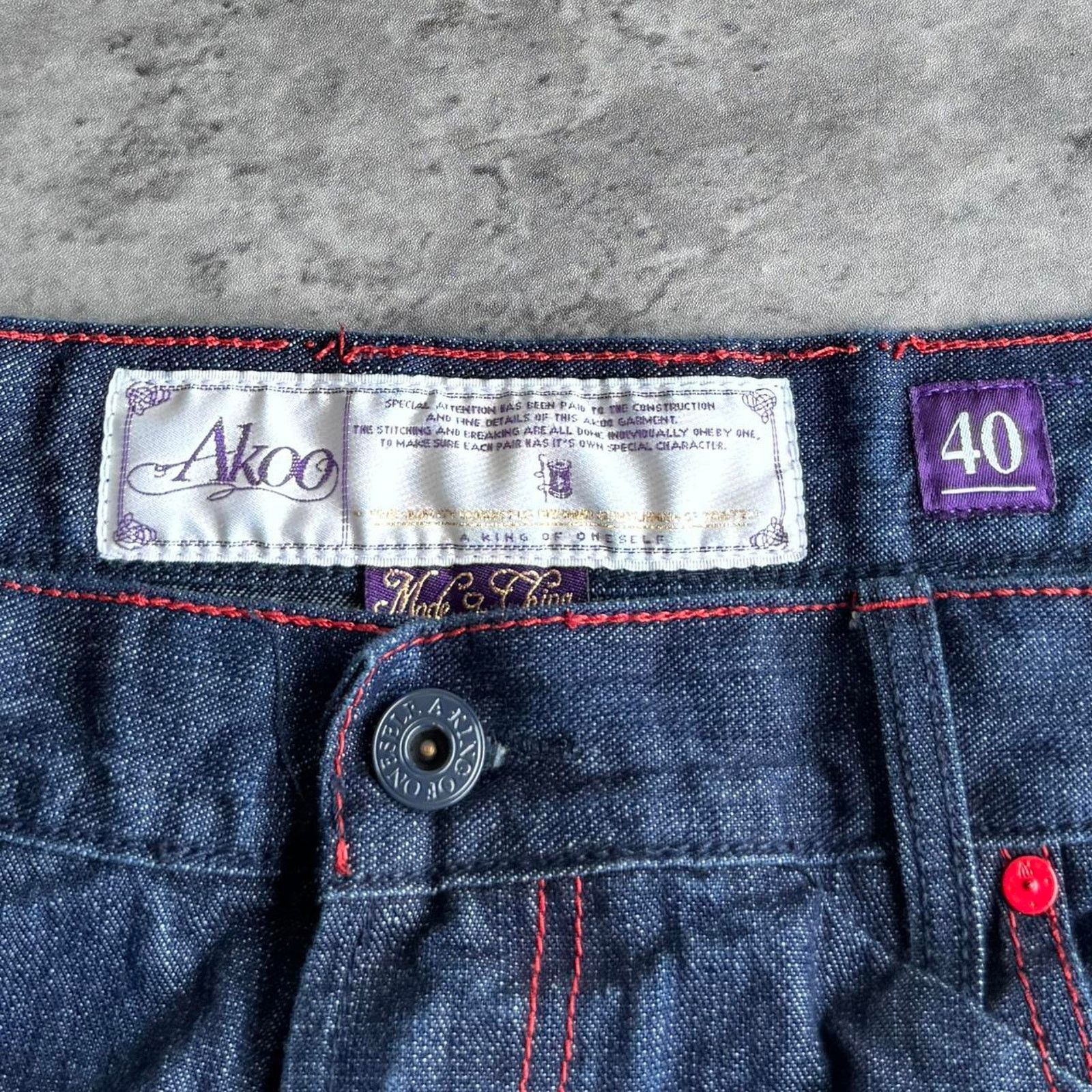 AKOO × JNCO × Vintage Y2K Baggy Jnco Style Embroidered Skater Carti Opium Jeans Size US 39 - 4 Thumbnail