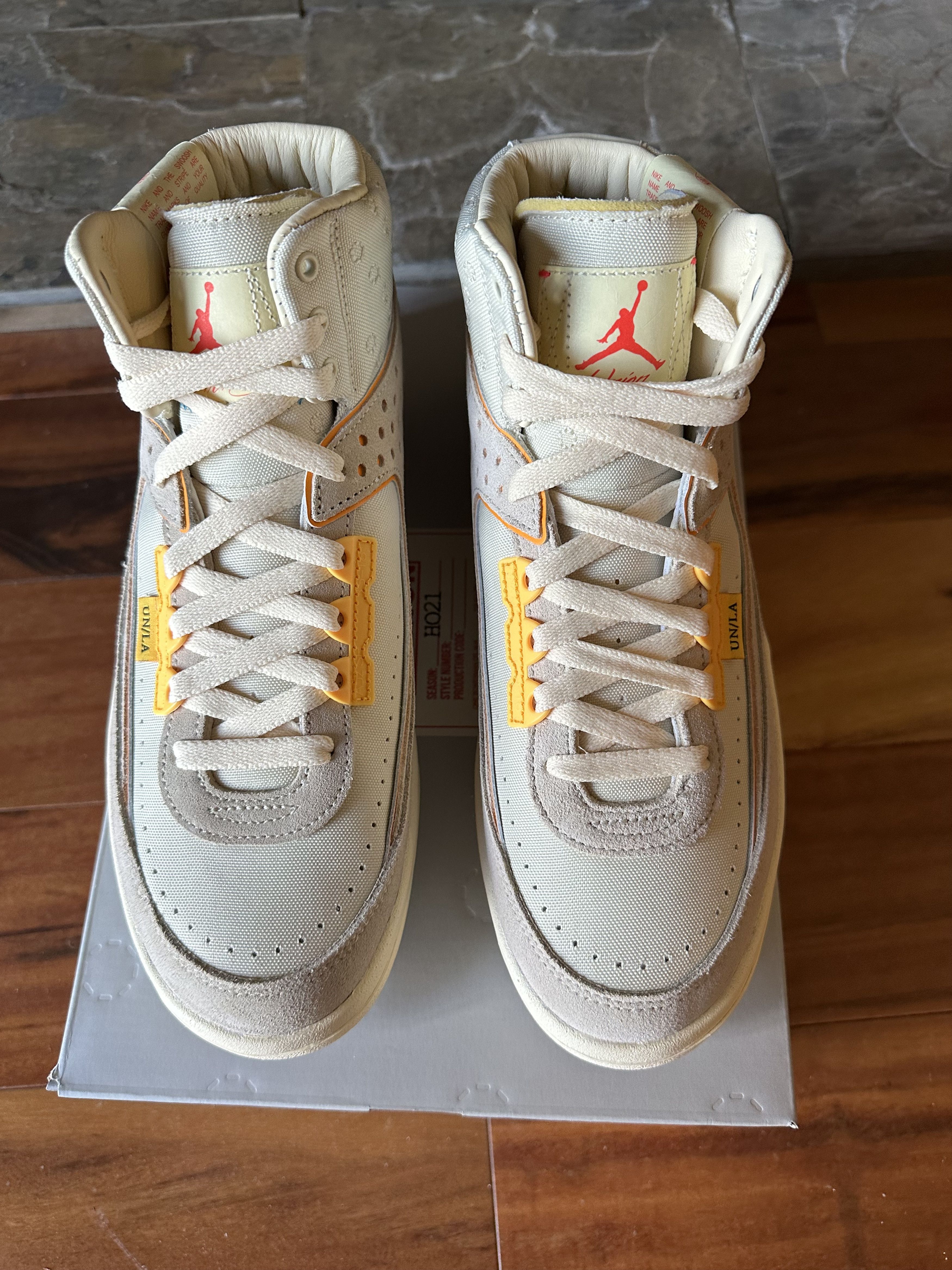image of Jordan Union Nike Air Jordan 2 Union Rattan Shoes in Cream, Men's (Size 8.5)