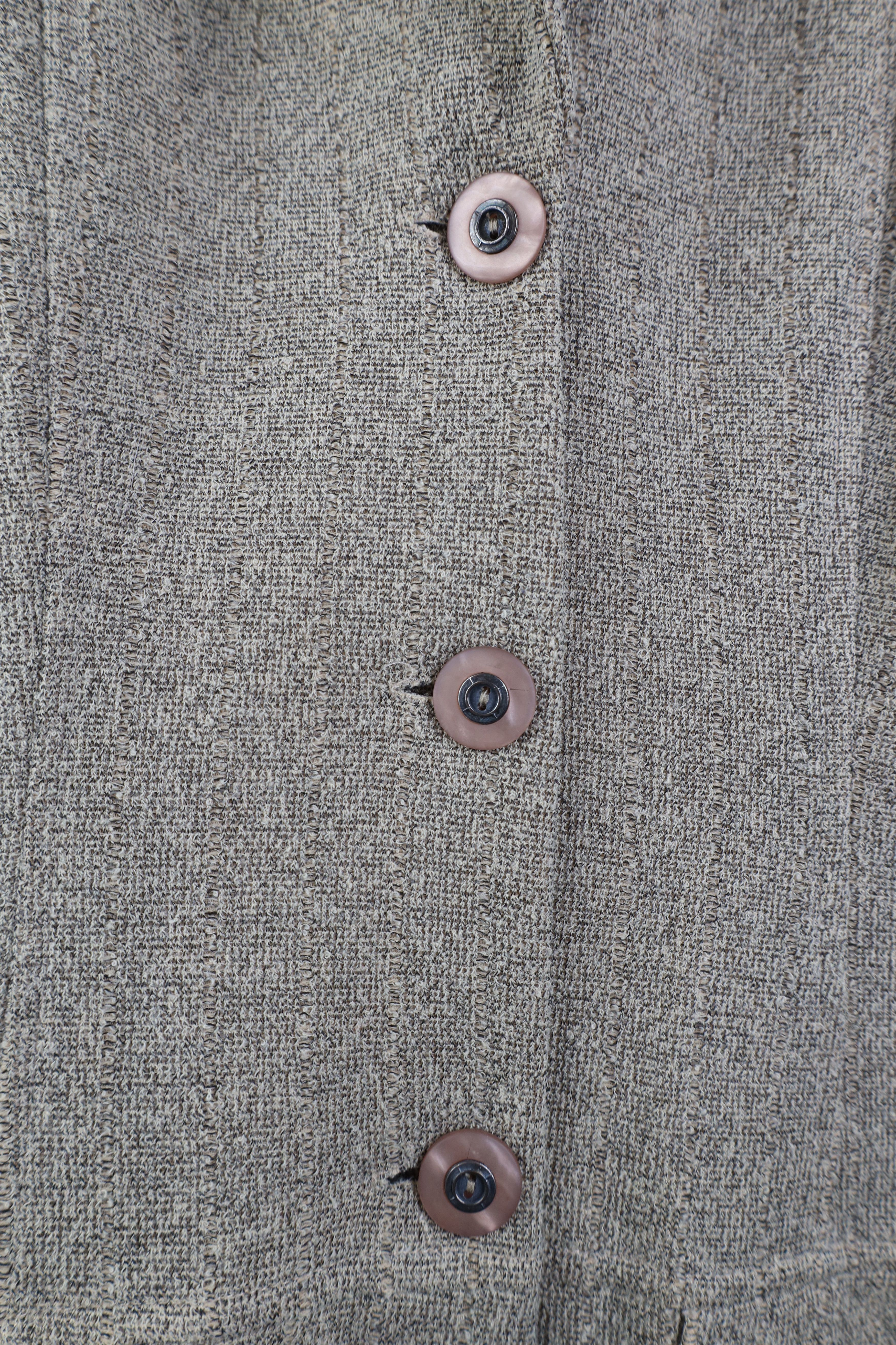 Vintage Vintage 90s Cache Cotton Blend Knit Button Jacket Coat Beige Size M / US 6-8 / IT 42-44 - 10 Thumbnail