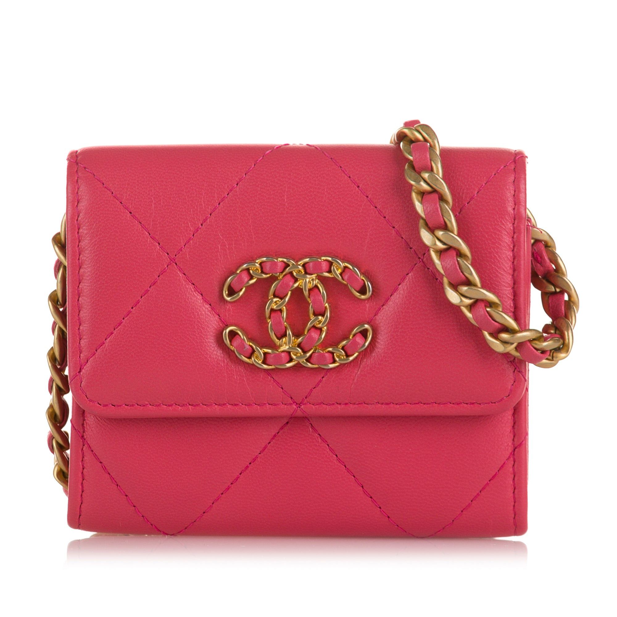 Chanel Pink 19 Flap Wallet On Chain Crossbody Bag, Women's