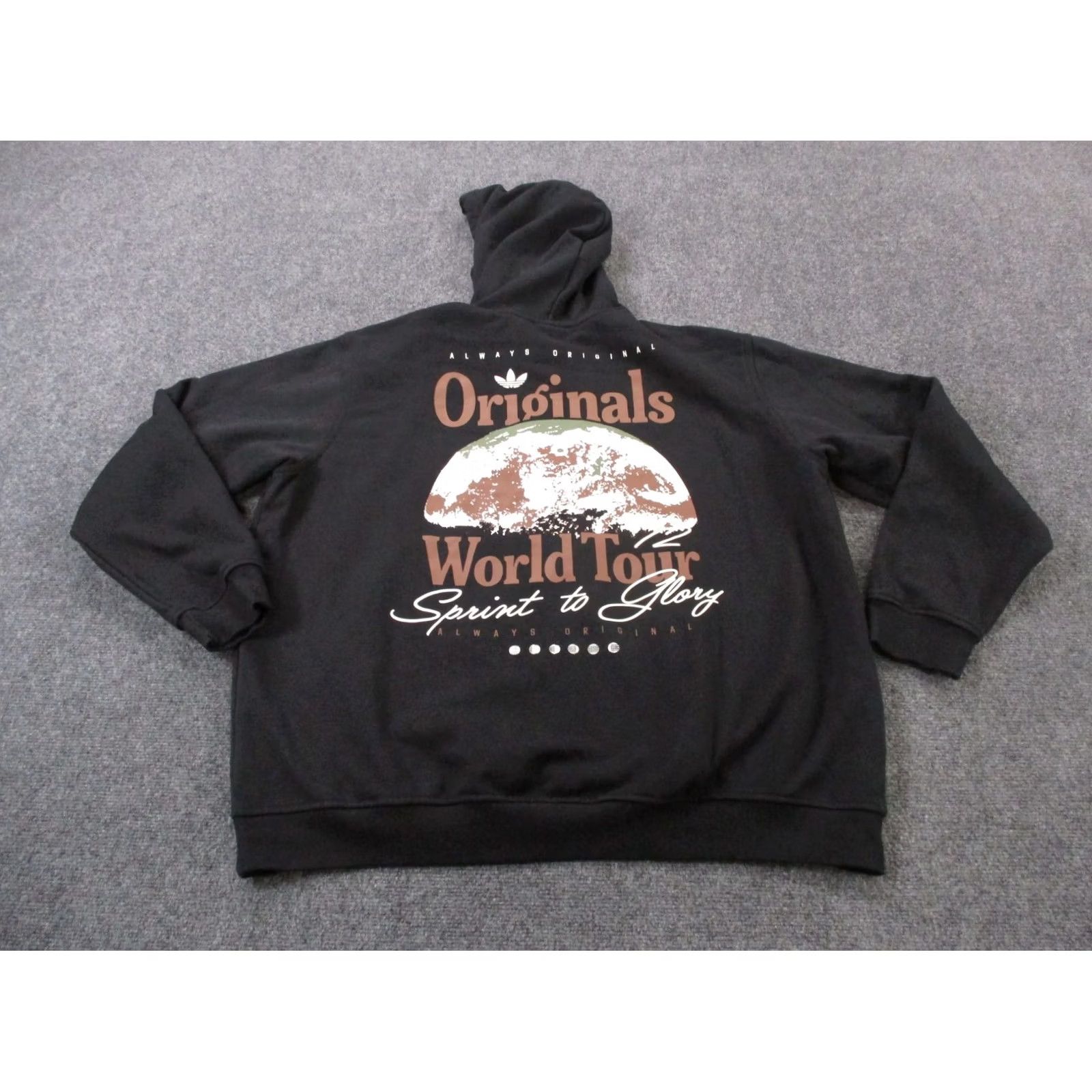 Adidas Adidas Hoodie Mens 2XL Originals World Tour Sprint To Glory Graphic Pullover Knit's Cotton-Polyester Black Long Sleeve Pockets Logo Size US XXL / EU 58 / 5 - 2 Thumbnail