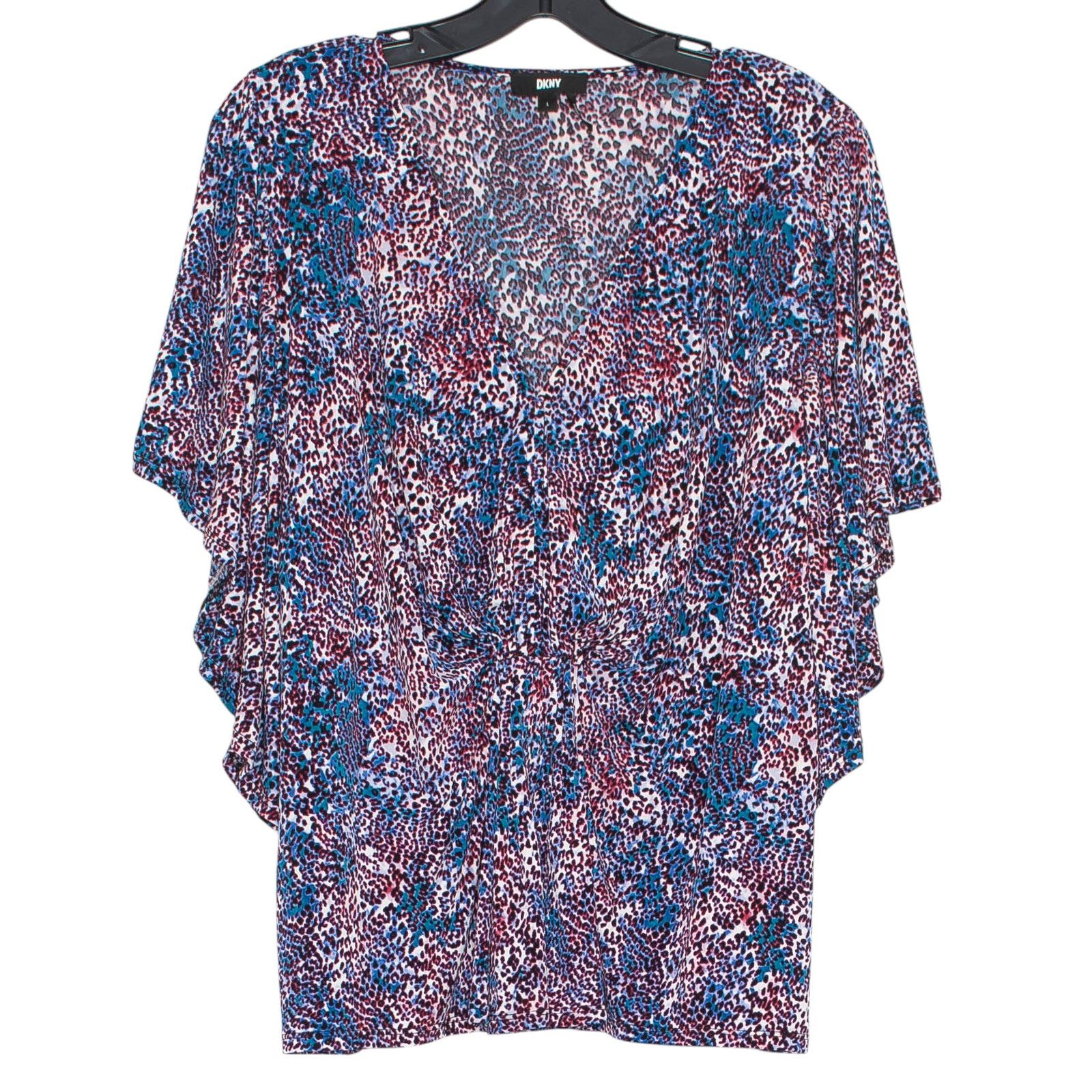 DKNY DKNY Boho Flowy Top Leopard Animal Print Kimono Sleeve L Size L / US 10 / IT 46 - 1 Thumbnail