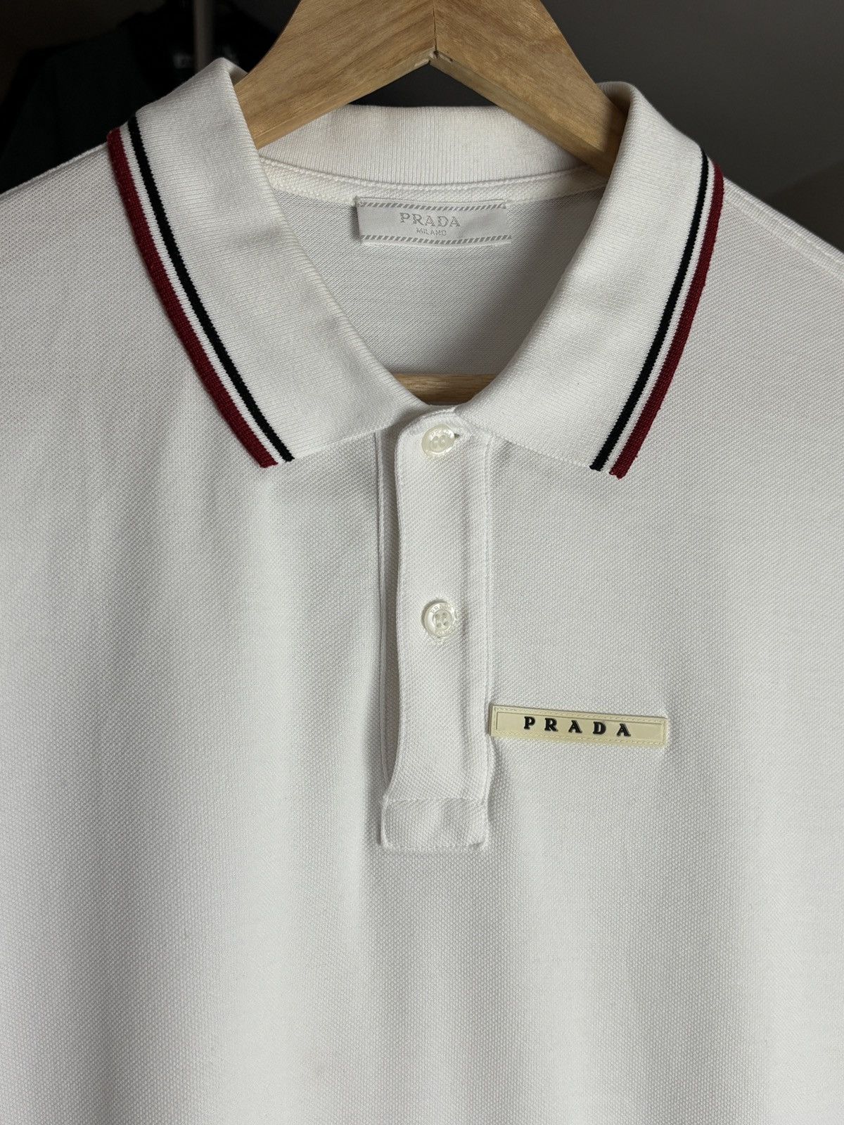 Prada Prada White Tab Luxury Polo Shirt Designer Vintage Size US XL / EU 56 / 4 - 3 Thumbnail