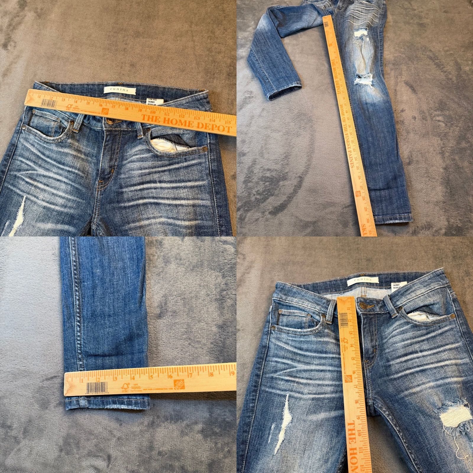 Vintage Eunina Maxwell Jeans Juniors Size 5 Blue Distressed Skinny Low Rise Stretch Denim 5-Pocket Jeans Womens Size 27" / US 4 / IT 40 - 8 Thumbnail
