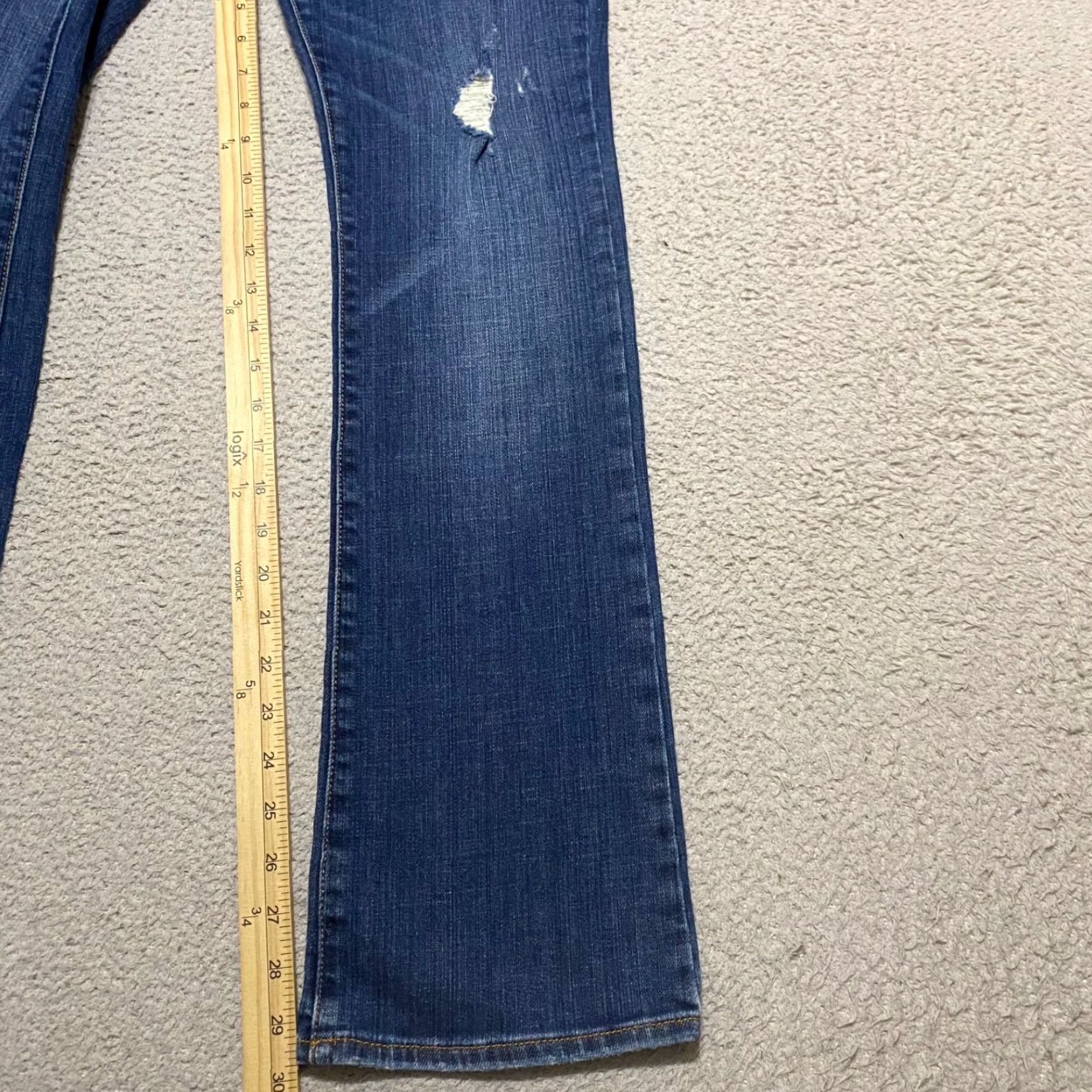 Abercrombie & Fitch Abercrombie & Fitch Womens Jeans Blue Denim 29 in 4 Bootcut Distressed Stretch Regular Size 29" - 6 Thumbnail