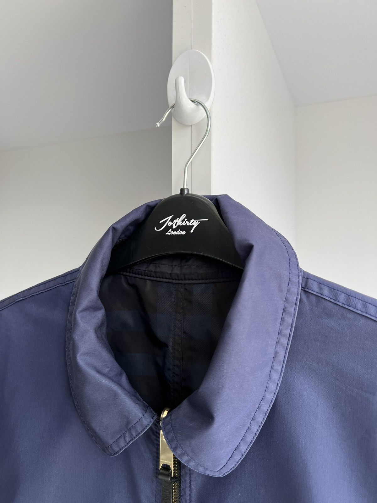Vintage Burberry Blue Plaid Reversible Double-Zipper Jacket