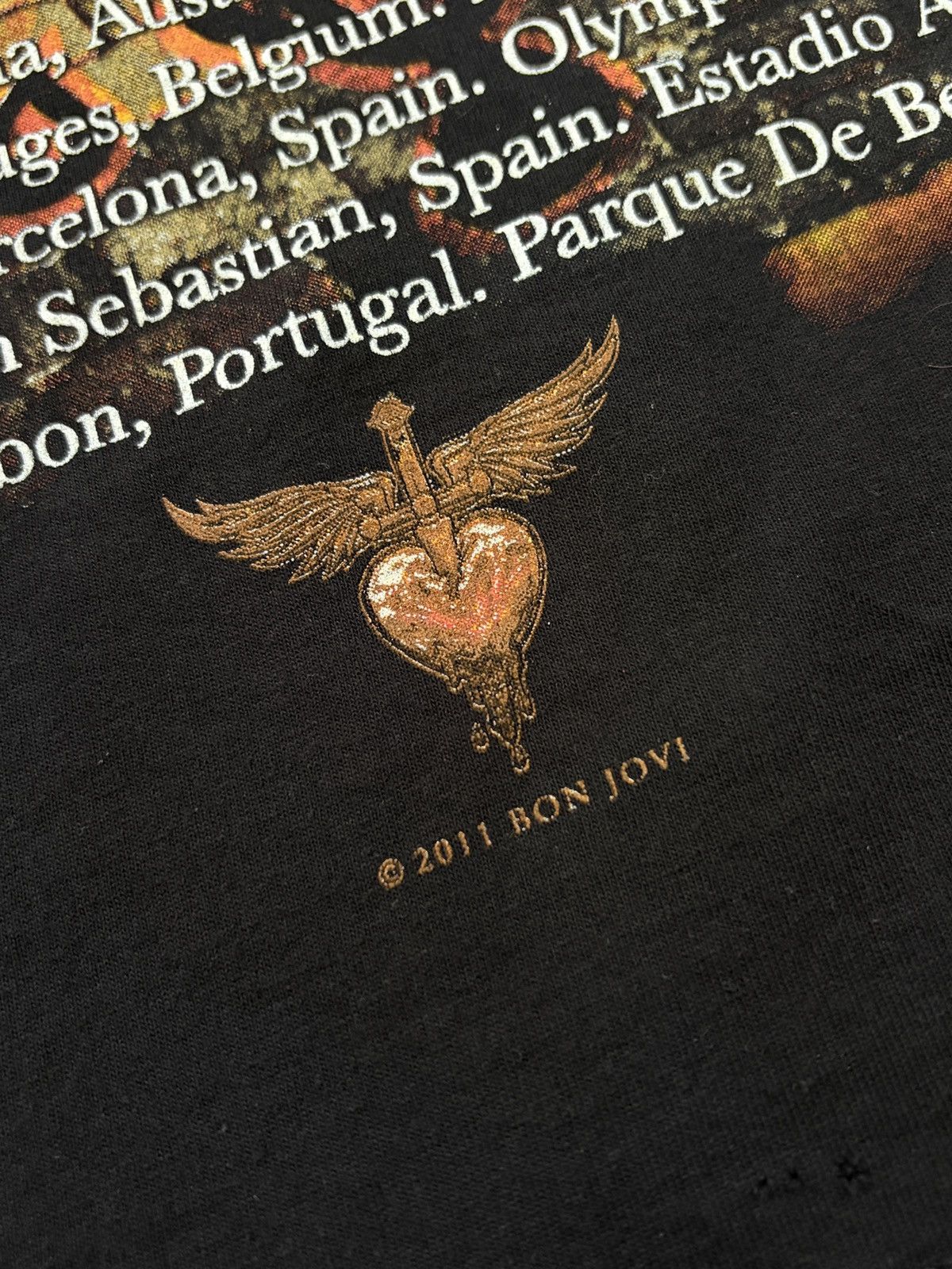 Band Tees Vintage 2011 Bon Jovi European Tour T-Shirt Black Men SZ S Size US S / EU 44-46 / 1 - 6 Thumbnail