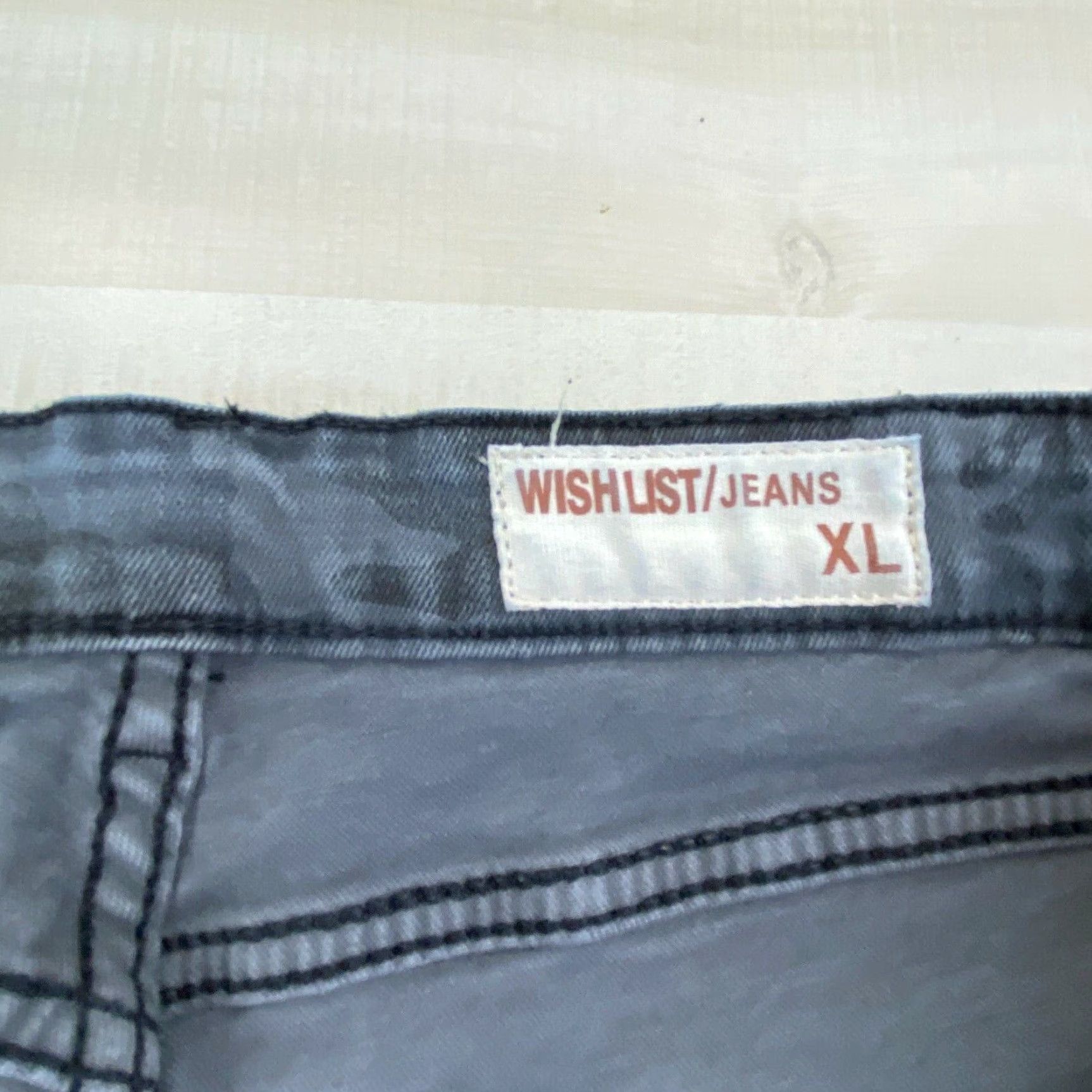 Vintage Wish List Womens Skinny Jeans XL Extra Large Gray Camo Distressed Size 40" / US 18 - 4 Thumbnail