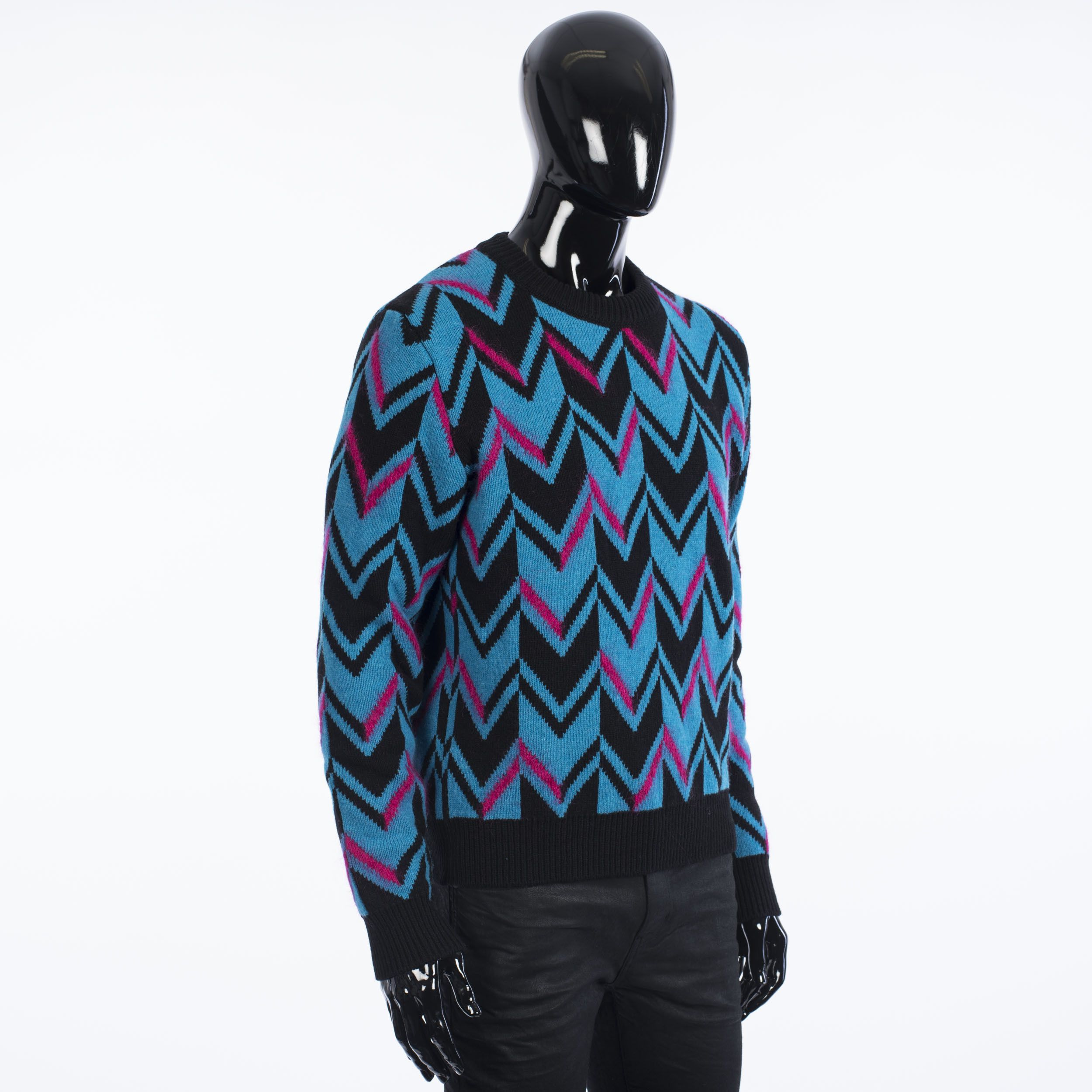 Herringbone Knit Sweater In Multi Color Wool & Mohair Blend