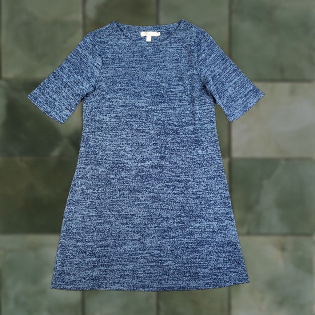 Vintage Aryeh Sweater Dress Womens Medium Blue Shift 1/2 Sleeve Stretch Casual Knit Size M / US 6-8 / IT 42-44 - 1 Thumbnail