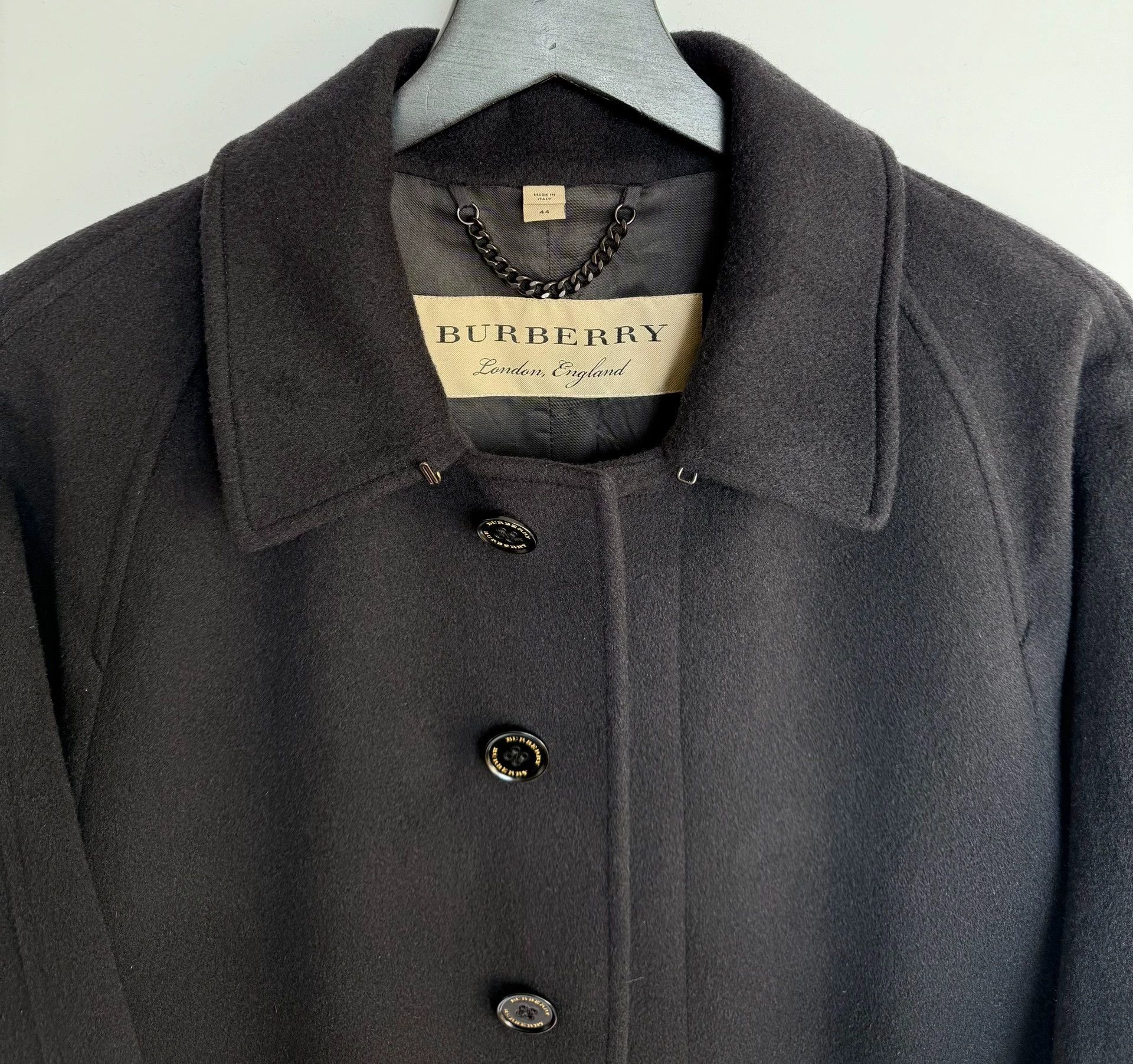 Burberry Burberry 100% Cashmere Balmacaan Coat - 44 - Navy Size US S / EU 44-46 / 1 - 7 Thumbnail