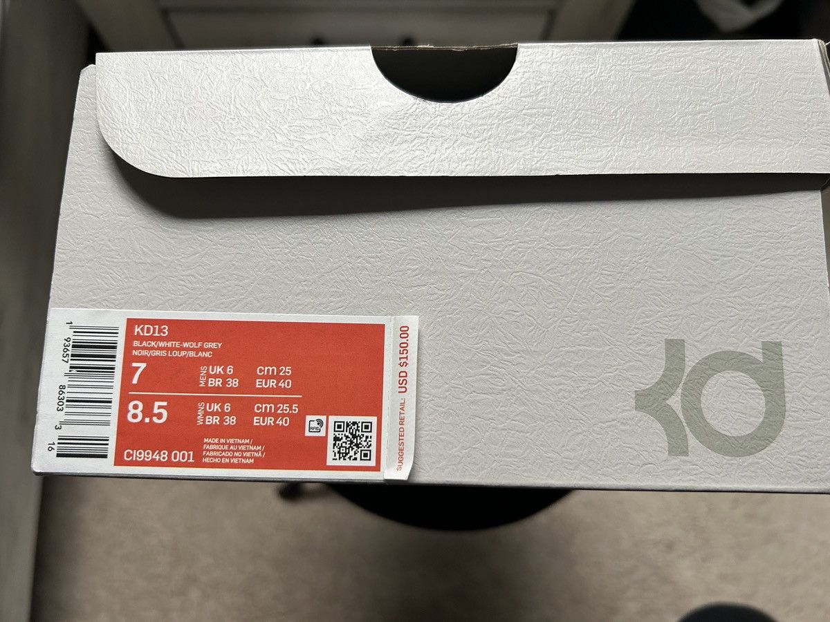 Nike KD 13 Black Grey Size US 7 / EU 40 - 6 Thumbnail