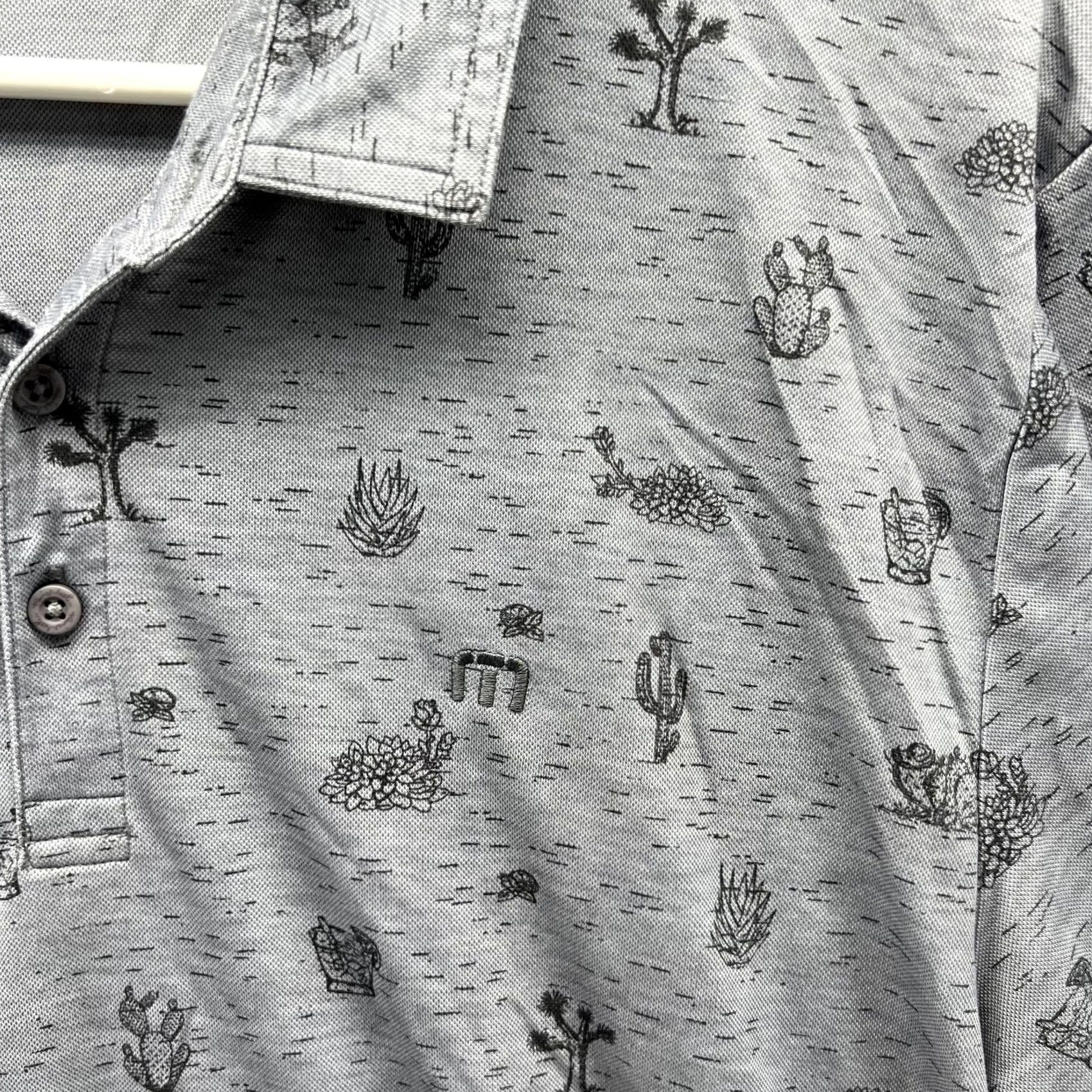 TravisMathew VINTAGE: No Travis Mathew Polo Shirt Gray Men 2XL Short Sleeve Collared All over Cactus Casual Golf Polo Shirt Size US XXL / EU 58 / 5 - 4 Thumbnail
