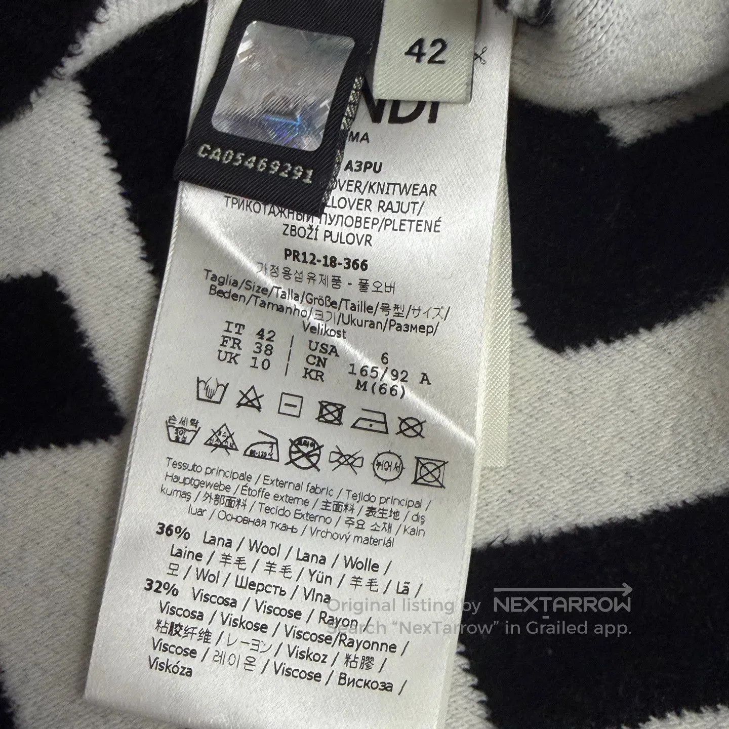 Fendi FENDI Black and White Monogrammed 40 Knit Shawl| Size M / US 6-8 / IT 42-44 - 6 Thumbnail