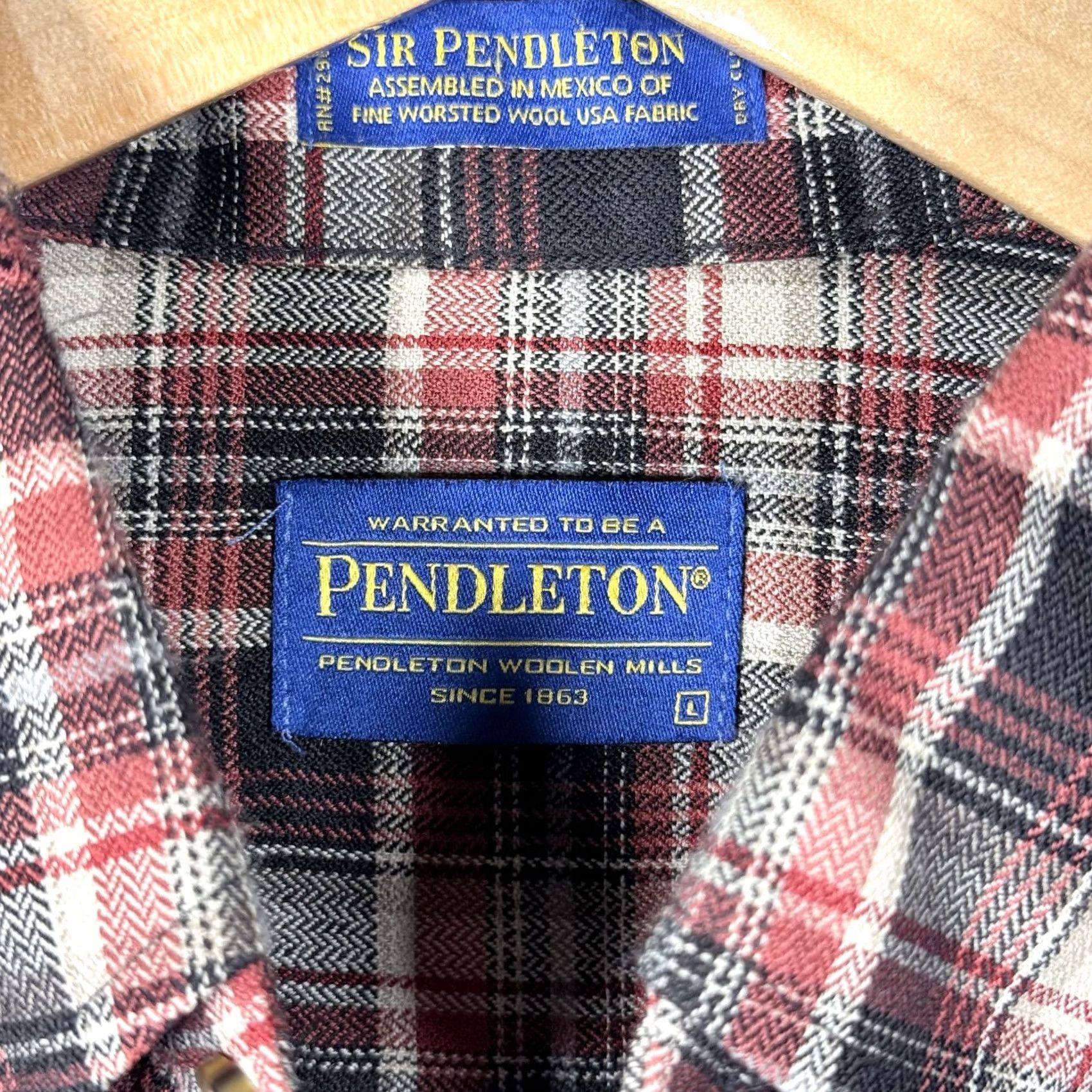 Pendleton VINTAGE Pendleton Shirt Red/Black Wool Plaid Long Sleeve Button-Down Men Large Size US L / EU 52-54 / 3 - 6 Thumbnail