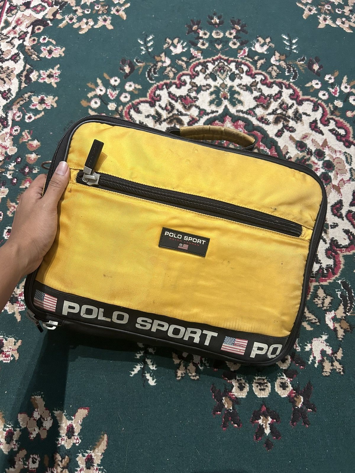 RALPH LAUREN POLO SPORT BRIEFCASE LAPTOP EASY USE YELLOW