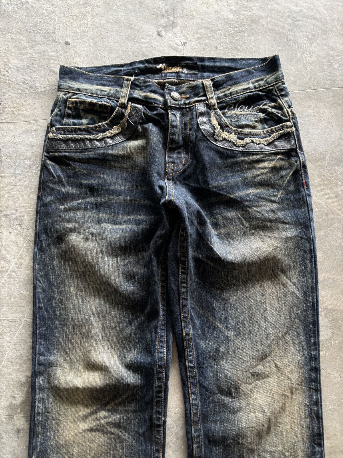 Japanese Brand RUSTY CLOUD72 crocodile patches cross chrome hearts inspired Size US 33 - 2 Thumbnail