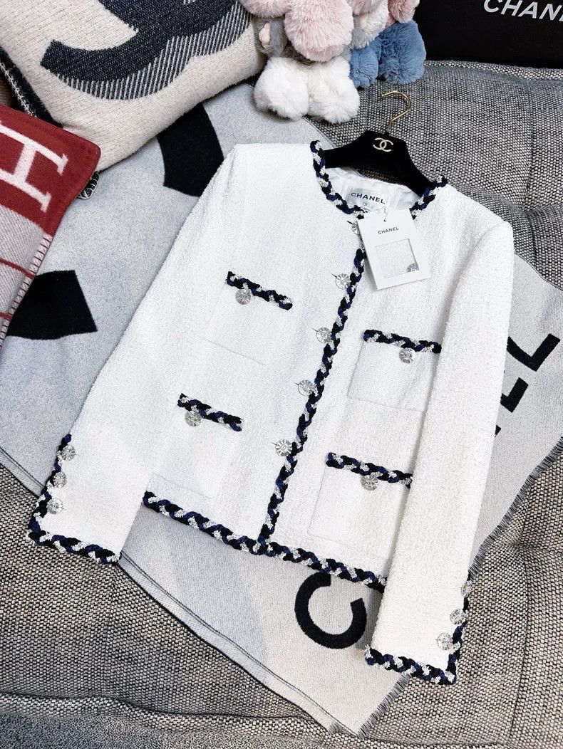 Chanel Chanel 23C White Diamond Trim Knit Jacket Size L / US 10 / IT 46 - 6 Thumbnail