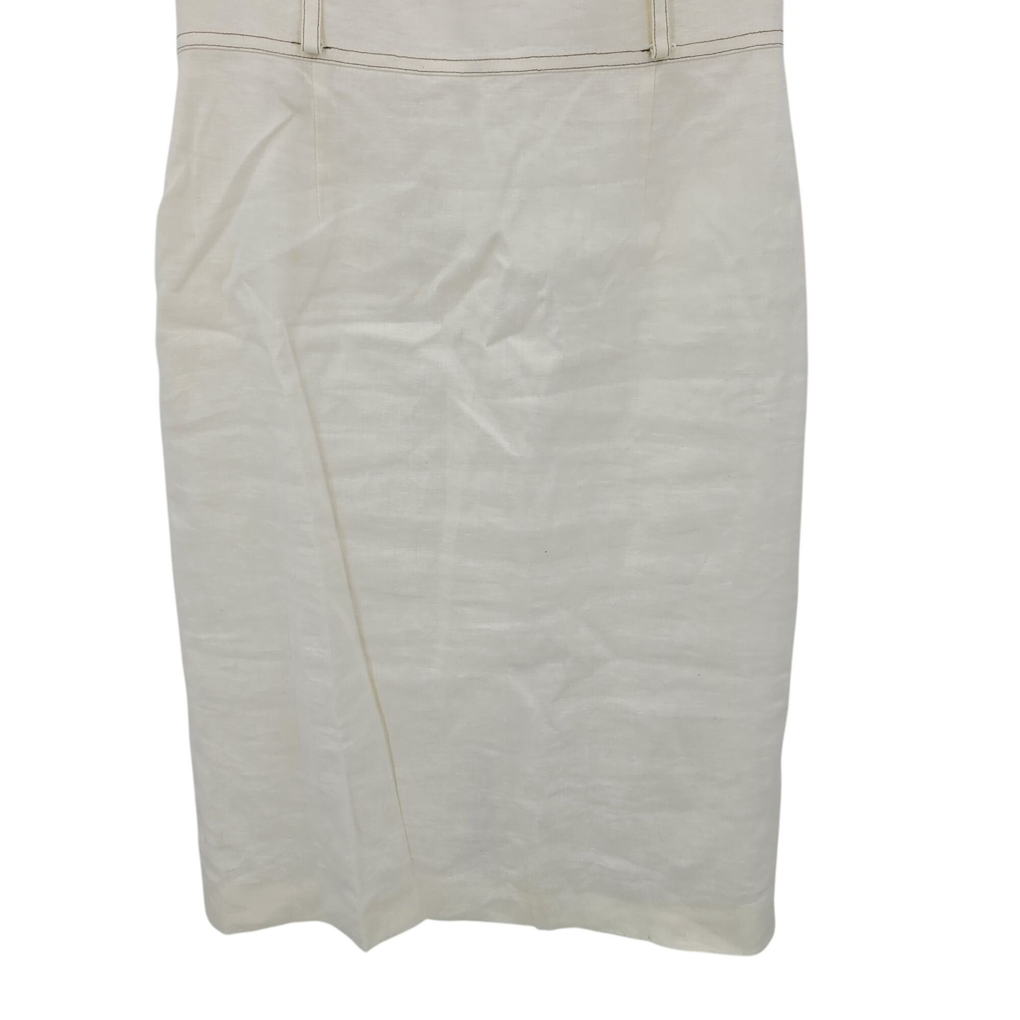 Designer Antonio Melani Ivory Sleeveless Sheath Dress Sz 2 Linen Knee Size XS / US 0-2 / IT 36-38 - 6 Thumbnail