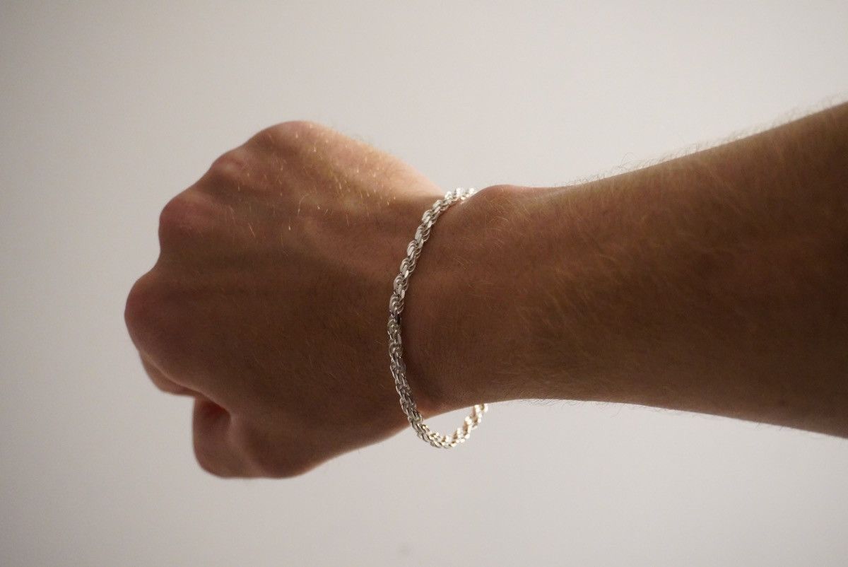Jewelry Silver Bracelet Solid .925 Silver Rope Bracelet 4mm 8 Inches Size ONE SIZE - 4 Thumbnail