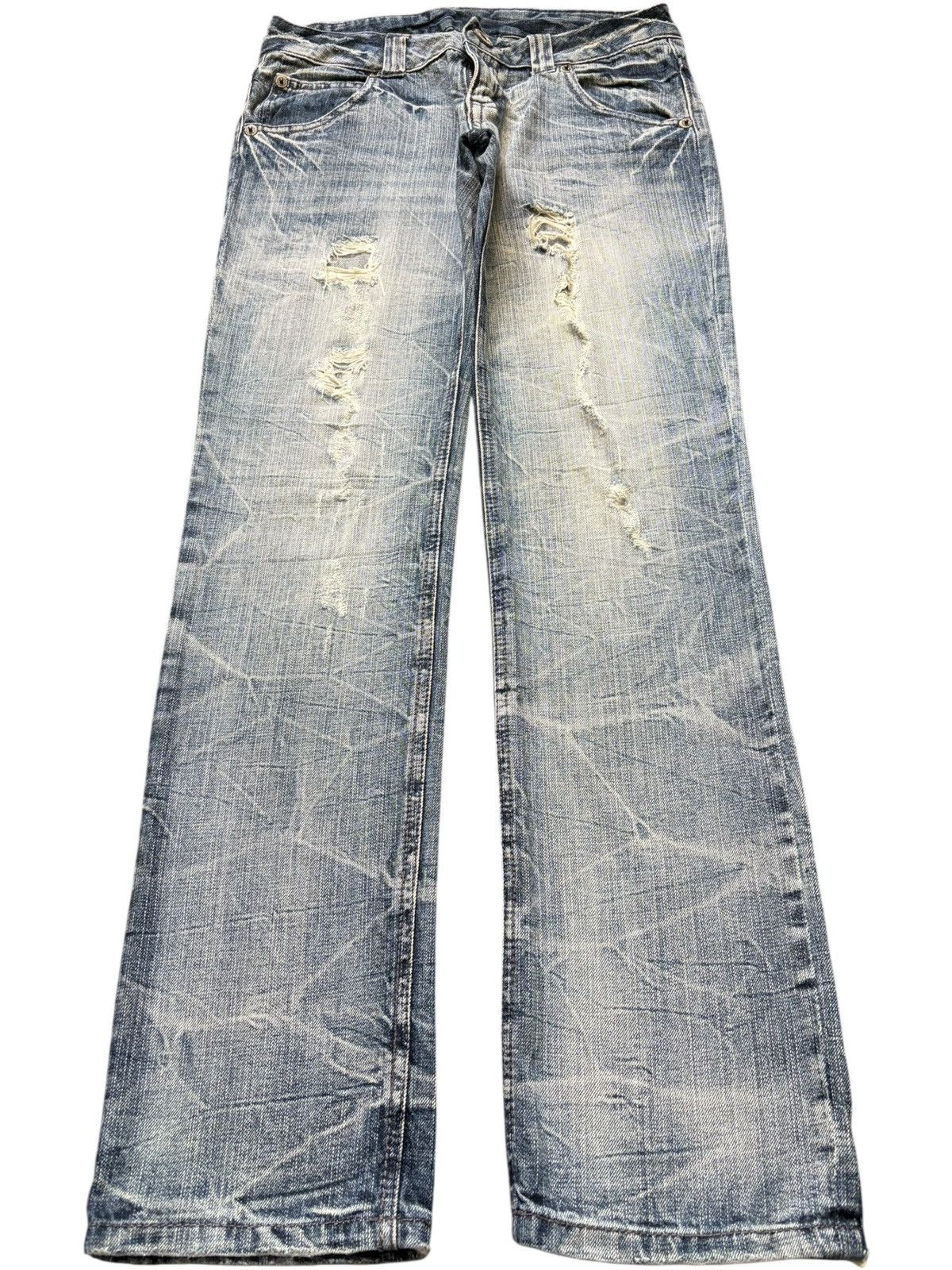 Ksubi Vintage / Y2K Unbranded Bleached Wash Distress Jeans Size 29" - 1 Thumbnail