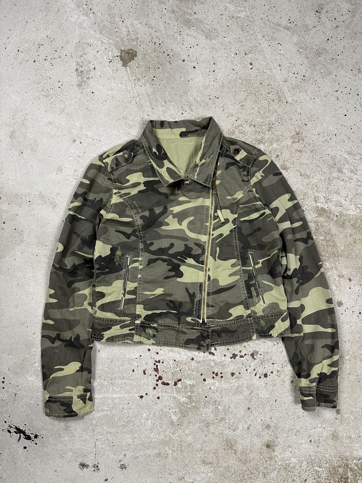 Other Vintage Y2K Camo Asymmetrical Moto Biker Reworked Jacket Size US S / EU 44-46 / 1 - 3 Thumbnail