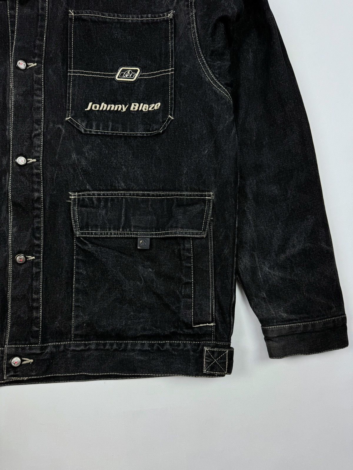 Vintage 1990’s Vintage Johnny Blaze Hip-Hop Washed Denim Jacket Size US XL / EU 56 / 4 - 2 Thumbnail