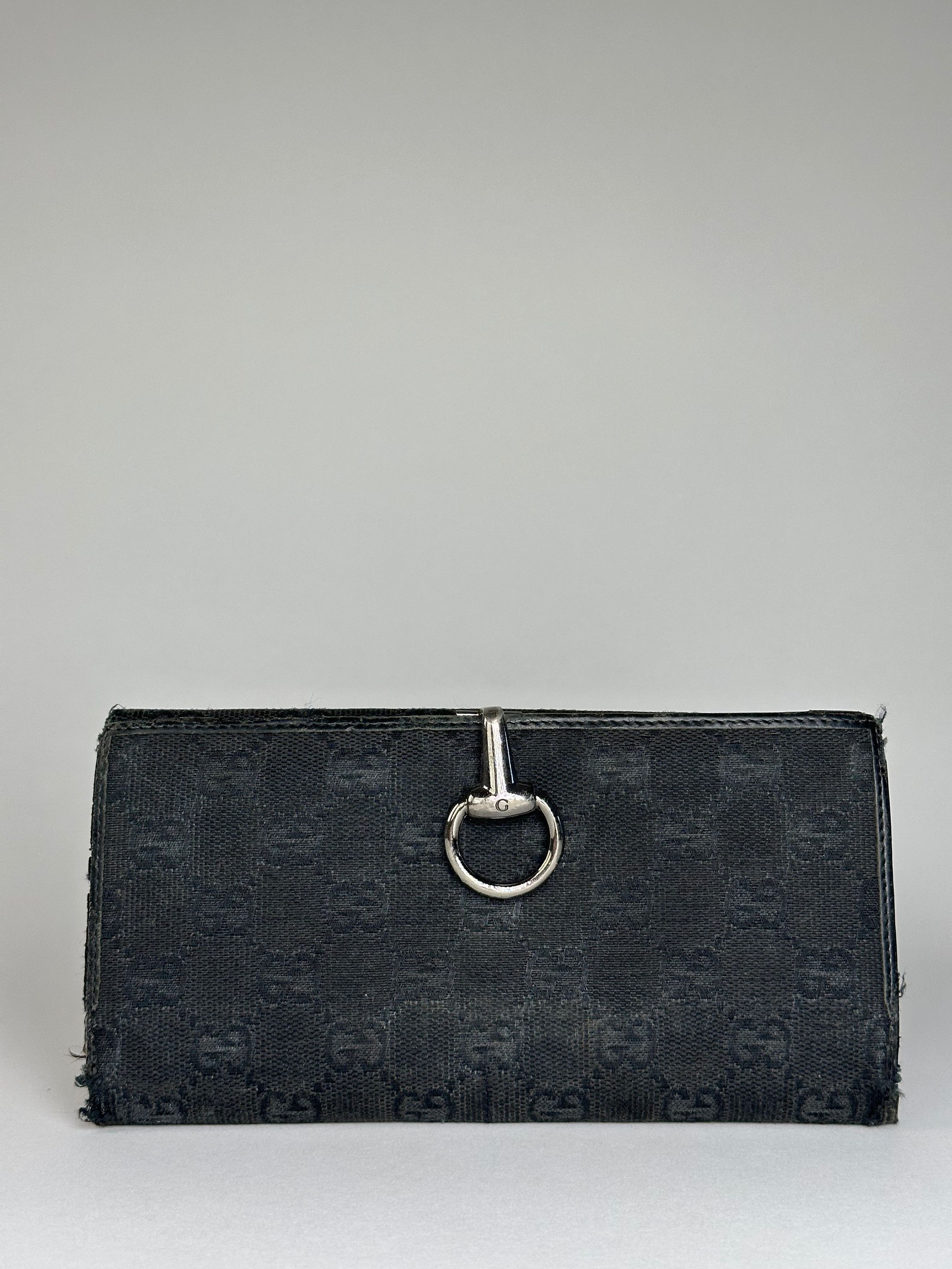 Gucci Vintage Monogram Horsebit Long Wallet Black Size ONE SIZE - 1 Thumbnail