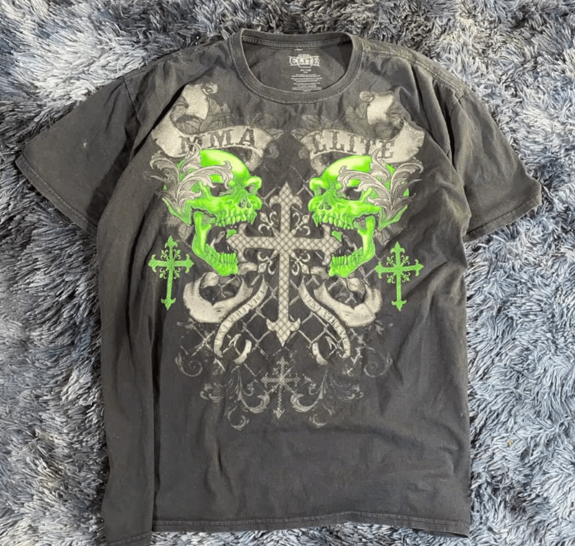 Japanese Brand 23 2000s Hip Hop Gothic Green Skull Printed T-shirt Size US S / EU 44-46 / 1 - 5 Thumbnail