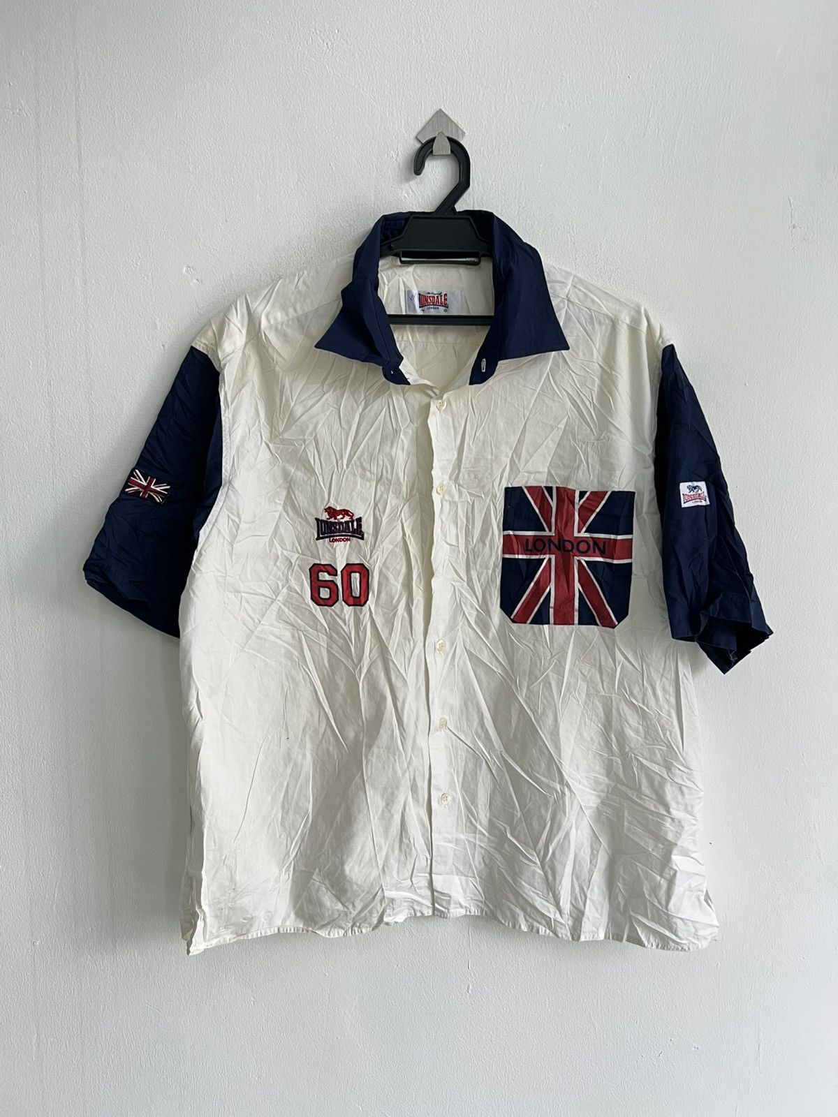 Lonsdale Vintage Lonsdale UK Brit Flag Mods Camp Collar Work Shirt Size US XL / EU 56 / 4 - 1 Thumbnail