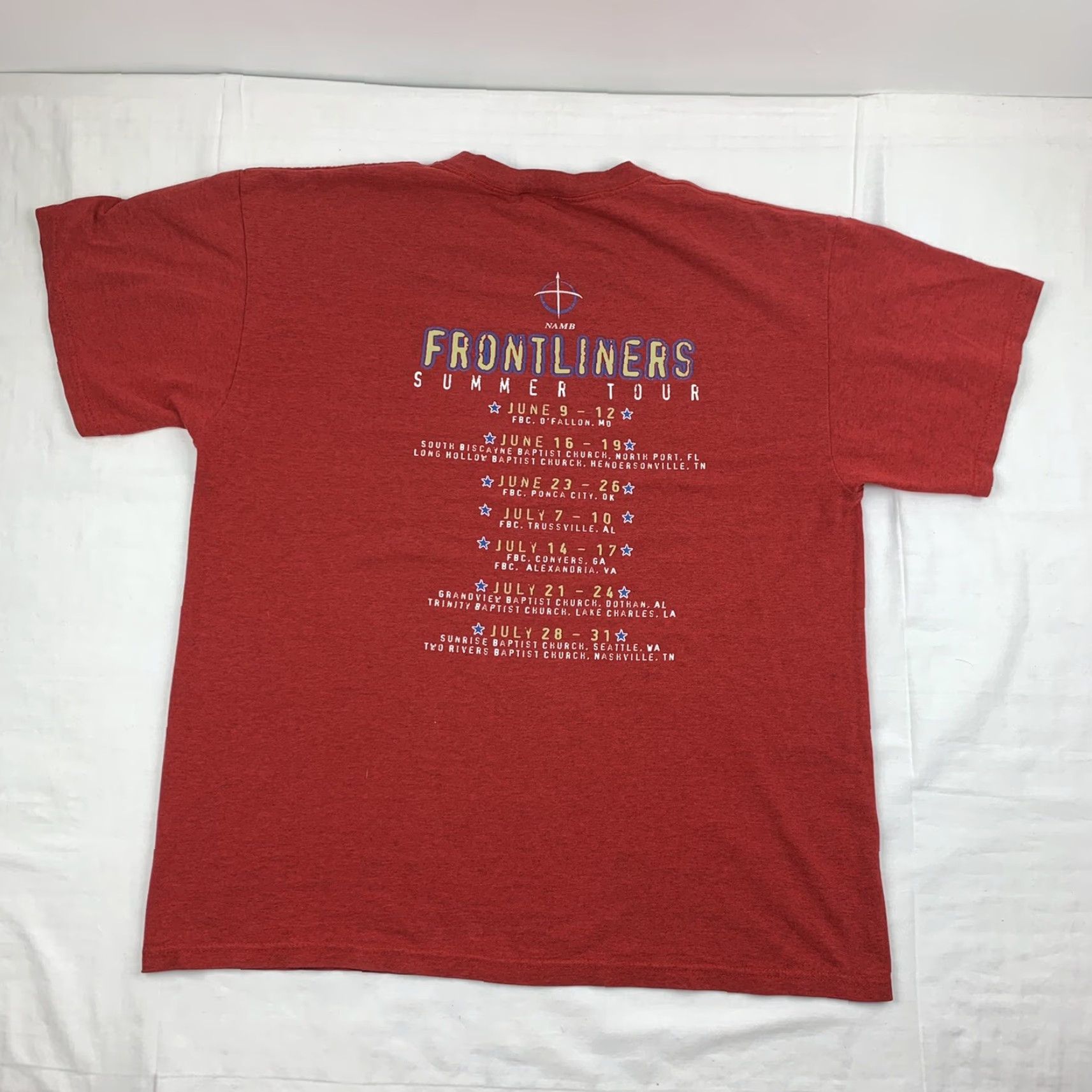 Delta VINTAGE Frontliners Tour T Shirt Mens Adult Large Red 90s Religion Church Jesus Nike? Size US L / EU 52-54 / 3 - 8 Thumbnail