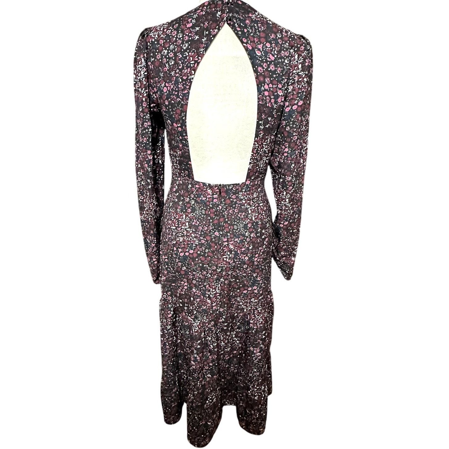 Other Area Stars Midi Dress Tiered Floral Open Back Multicolor S Size S / US 4 / IT 40 - 7 Thumbnail