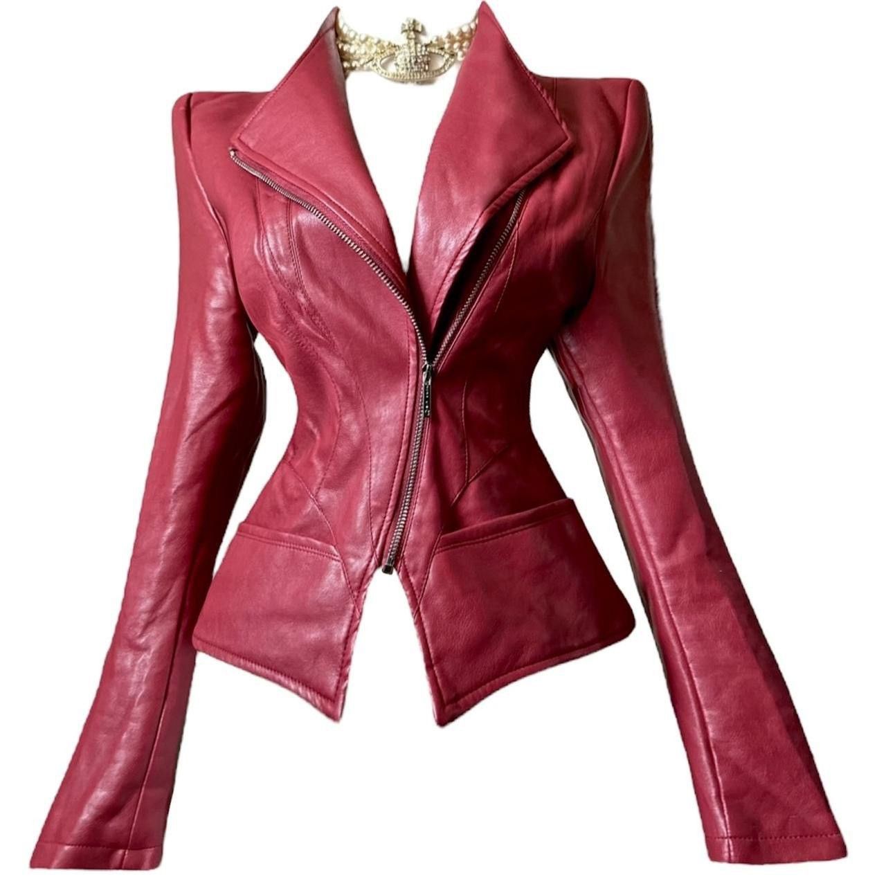 Vintage So sick fitted leather biker asymmetric avant garde jacket Size S / US 4 / IT 40 - 1 Thumbnail