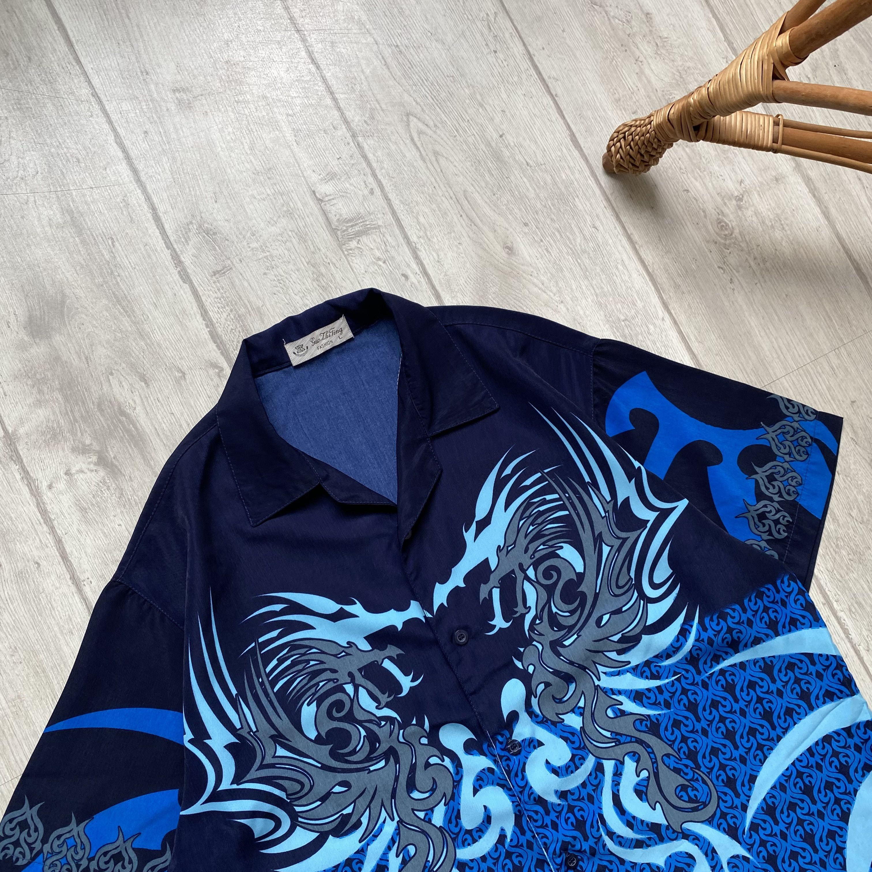 Japanese Brand 🐲 Vintage Japanese Dragon Crazy Shirt Y2K Short sleeve Size US L / EU 52-54 / 3 - 2 Thumbnail