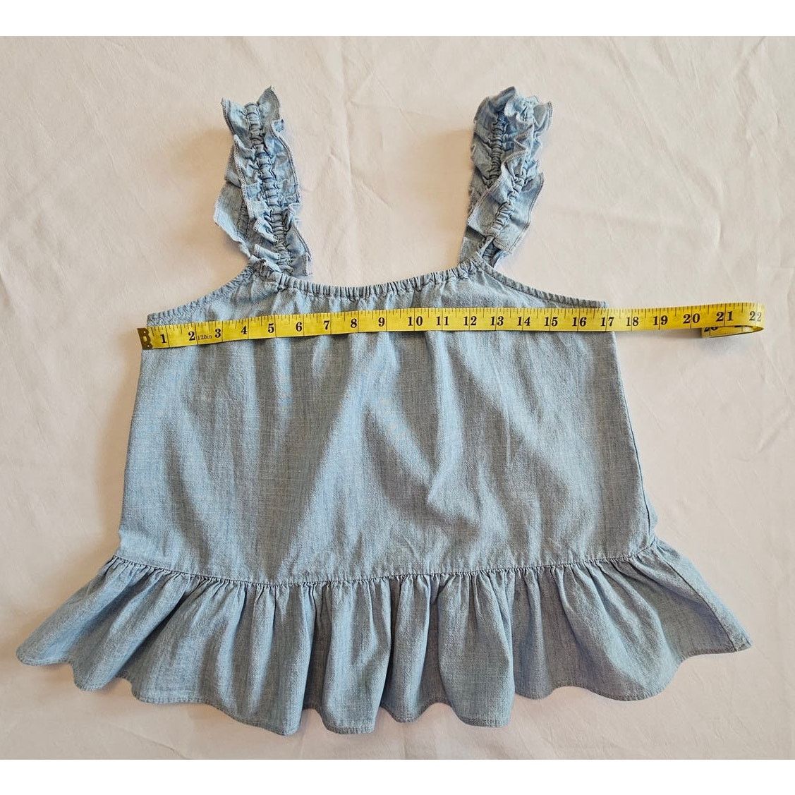 Madewell EUC *Madewell* Women's Ruffle-Strap Denim Blue Cami Top 00 Size XXS / US 00 / IT 34 - 7 Thumbnail