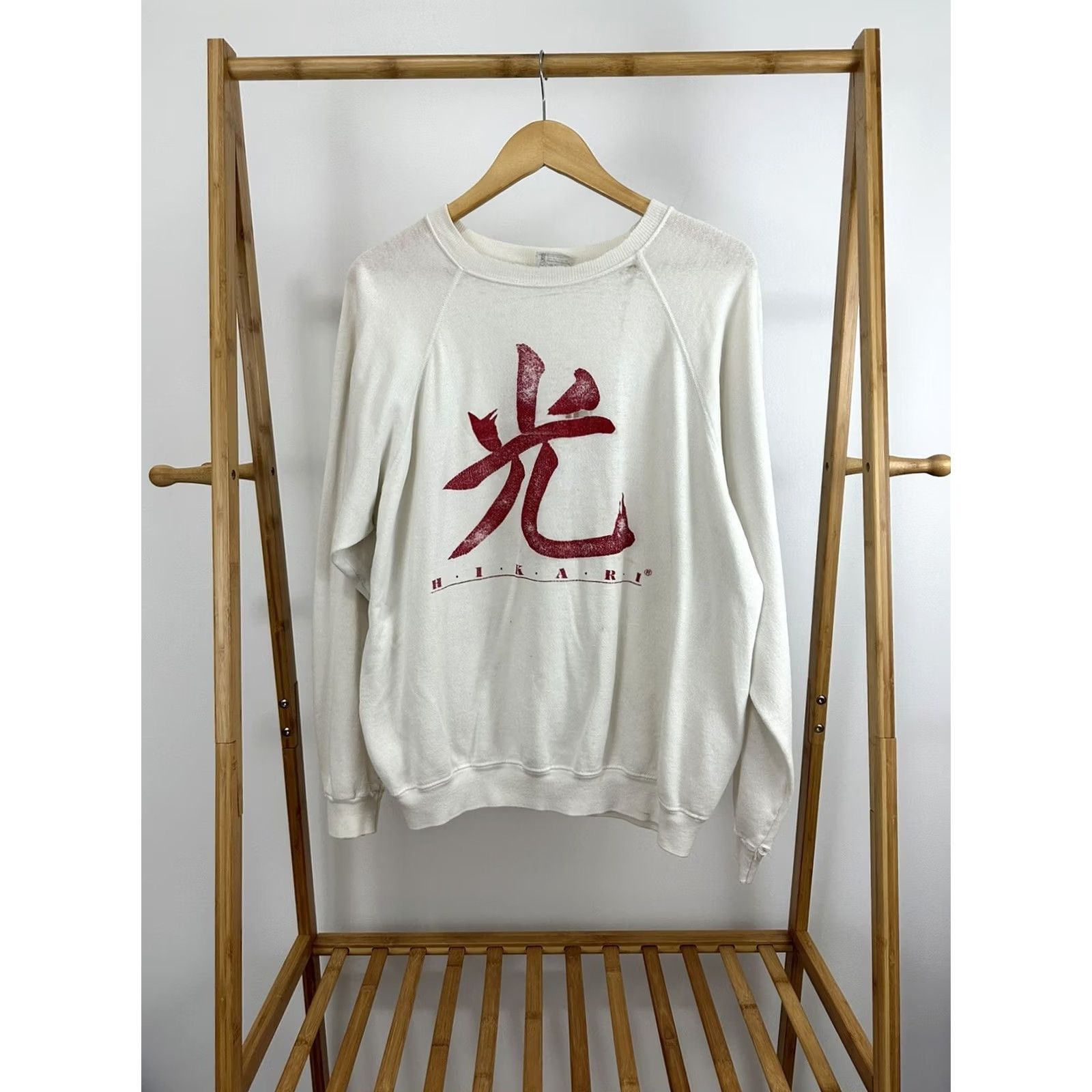 Hanes VTG 80s Hikari Japan Light Paper Thin Burn Out Sweatshirt Worn Thrashed Size XL Hanes White Men Pullover 80s Distressed Size XL Mens Size US XL / EU 56 / 4 - 2 Thumbnail