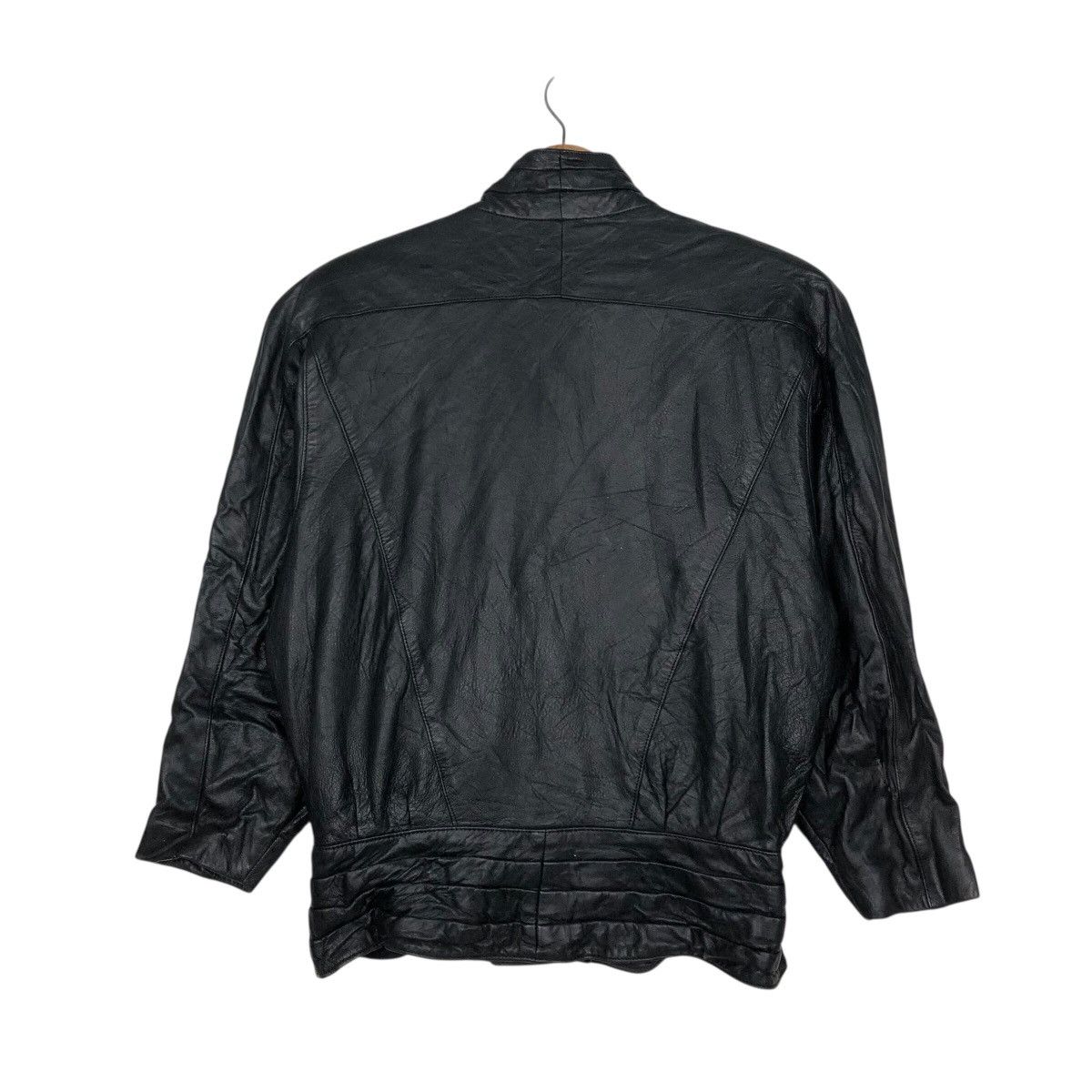 Genuine Leather 📌Rich Black Vtg Biker Leather Jacket Fromage Issey Miyake Size US M / EU 48-50 / 2 - 9 Thumbnail