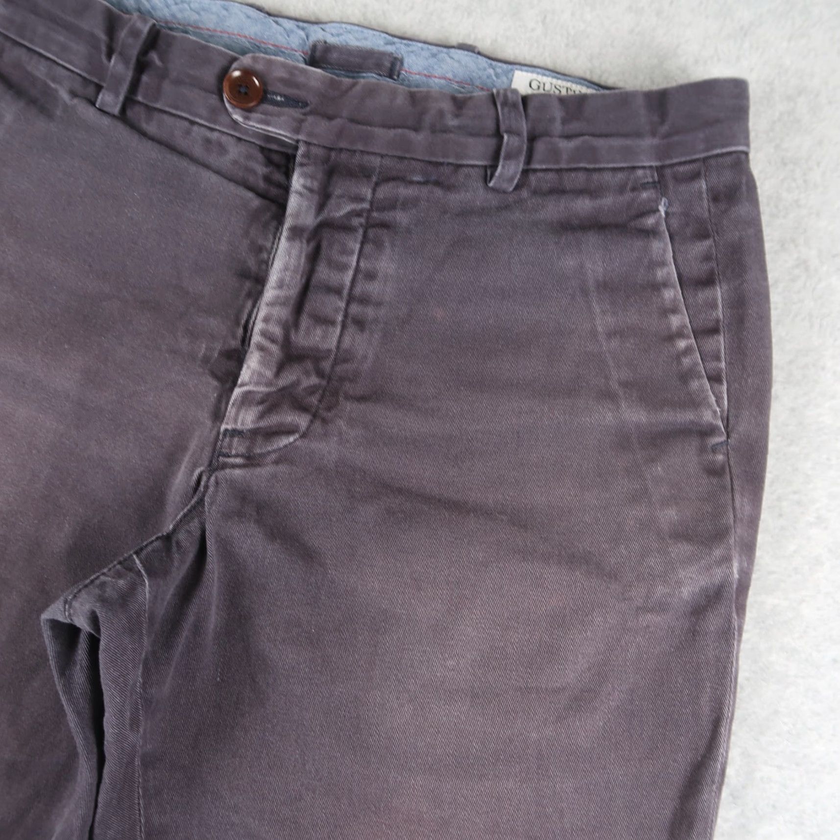 Gustin GUSTIN Pants Men 33 Blue Twill Chino Slim Straight Button Fly Casual Preppy Mens Size US 33 - 6 Thumbnail