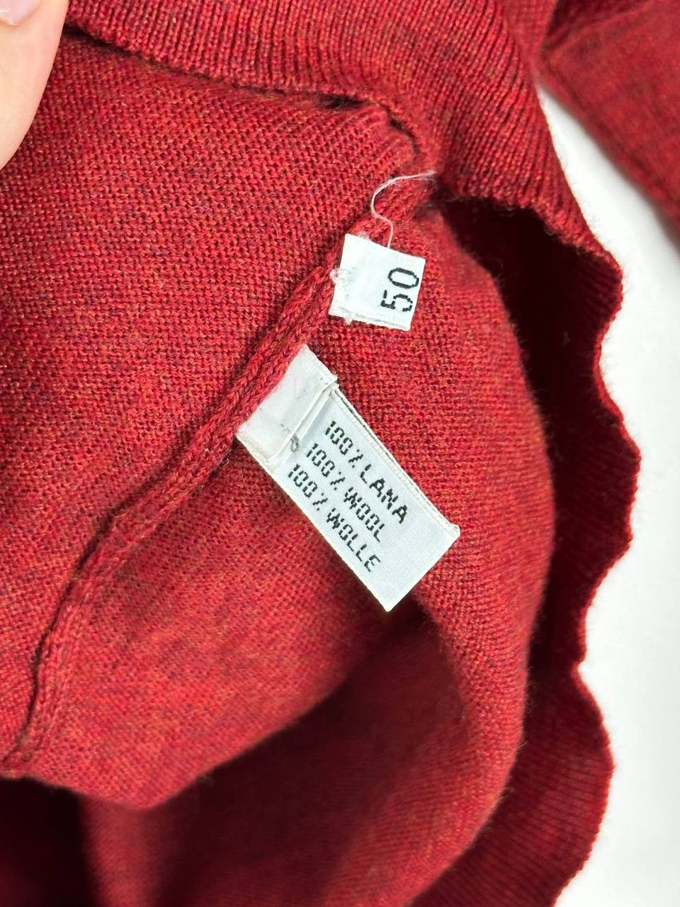 Fedeli FEDELI 100% Wool Red Mock Neck Sweater Size US M / EU 48-50 / 2 - 9 Thumbnail