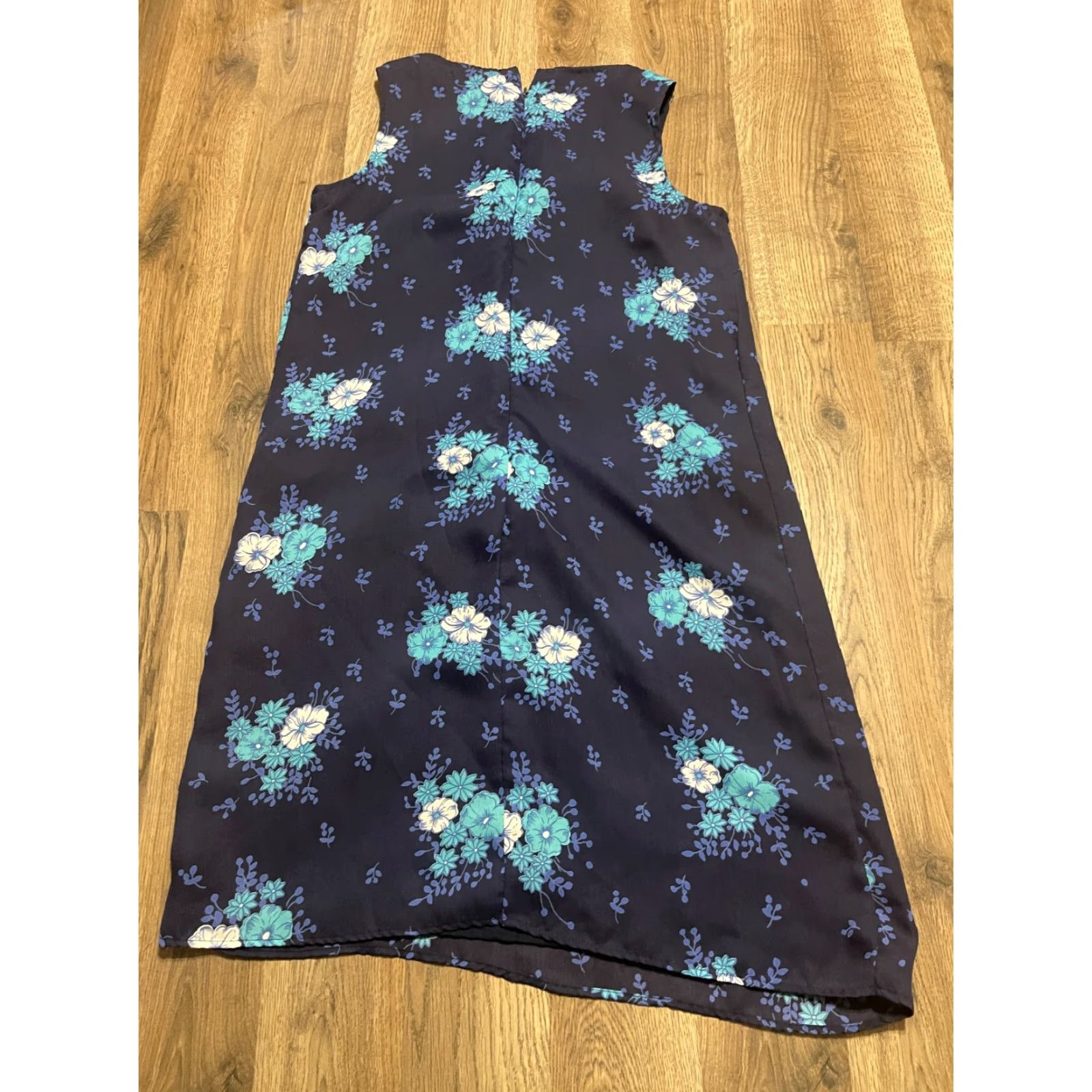 Vintage Outfit JPR Dress Womens Petite Small Navy Blue Floral Shift Sleeveless Size S / US 4 / IT 40 - 2 Thumbnail