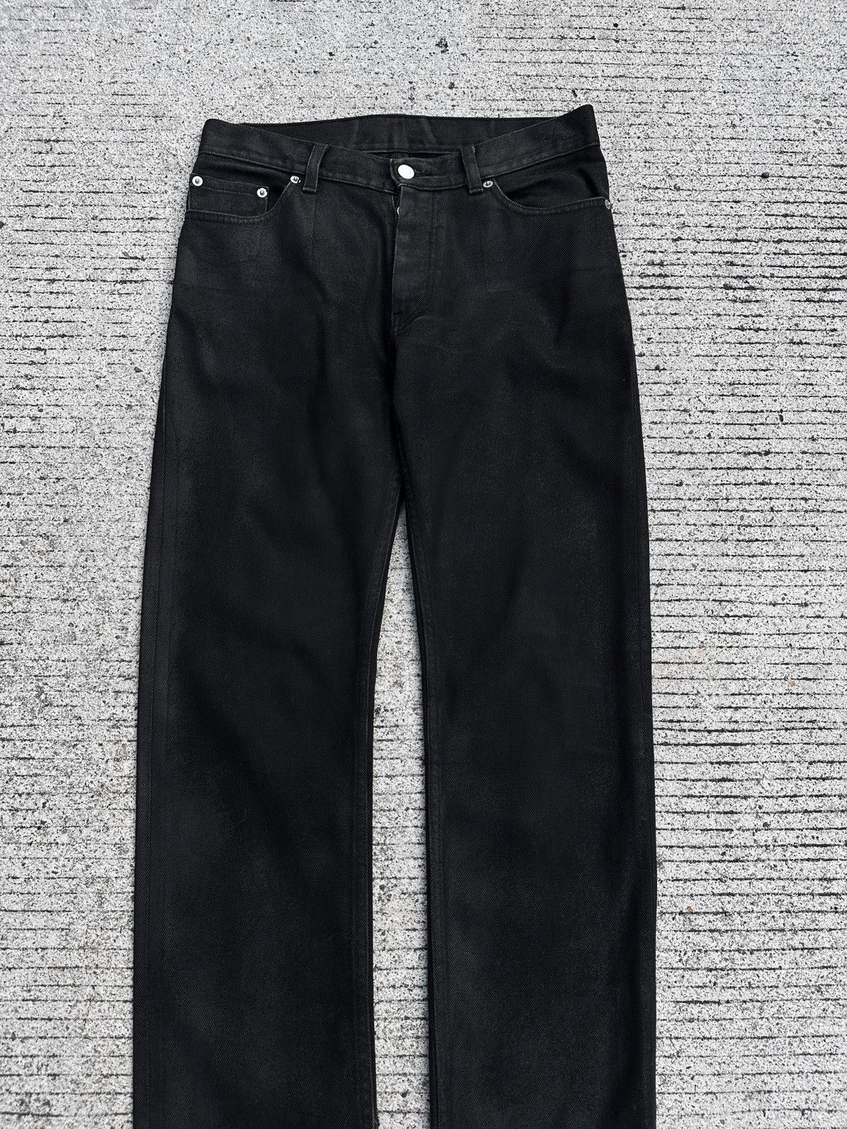 Helmut Lang Helmut Lang 1999 Coated Black Waxed Denim Classic Cut Size US 31 - 10 Thumbnail