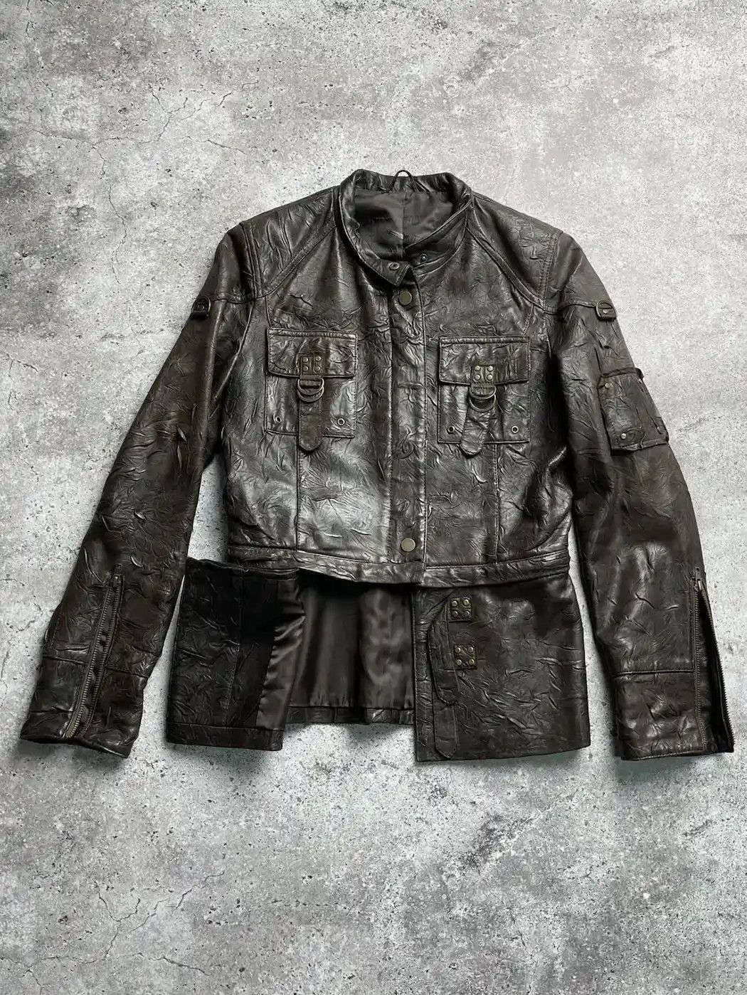 image of Avant Garde x Vintage Zipped Bondage Leather Jacket in Brown, Women's (Size Medium)