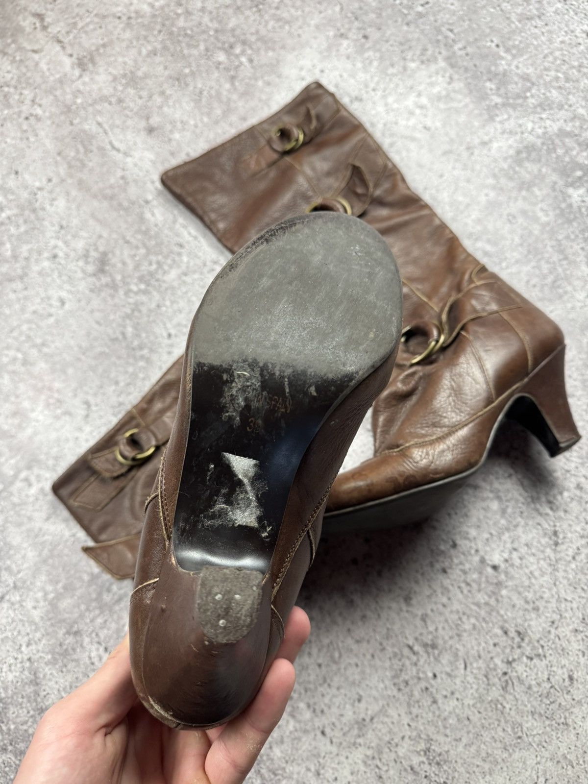 If Six Was Nine Vintage Italian AS98 Heel Leather Biker Boots In Brown Size US 7 / IT 37 - 14 Thumbnail